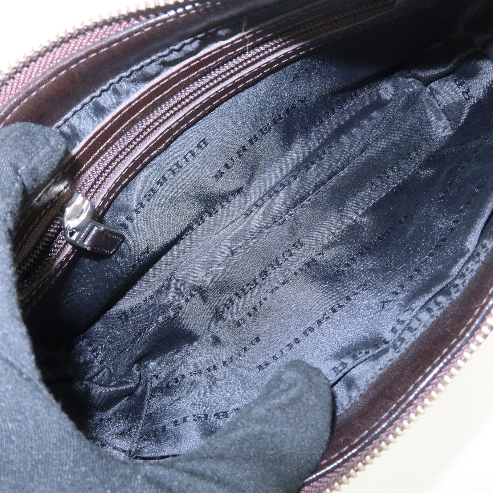 BURBERRY Leather Canvas Shoulder Bag Nova Plaid Brown
