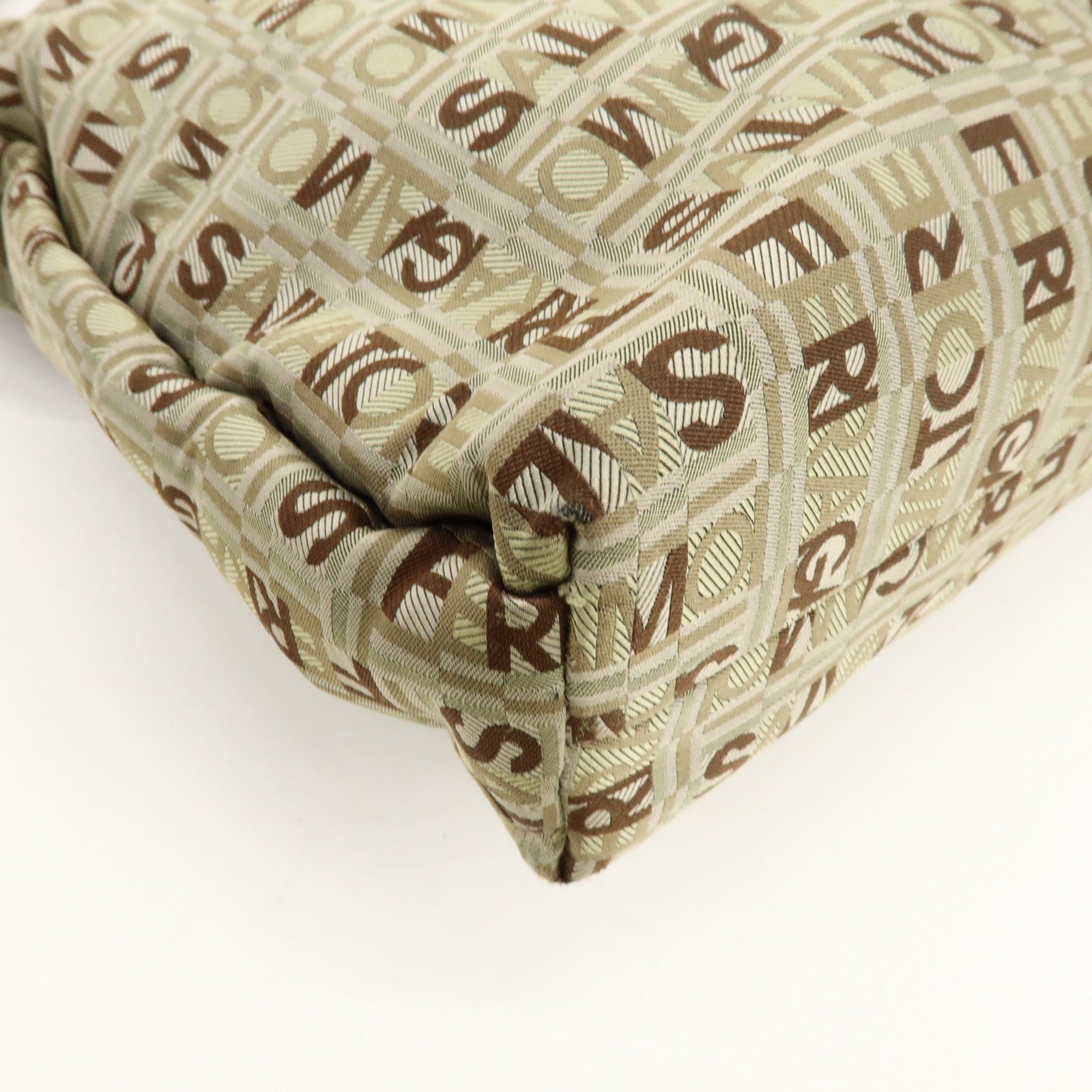 Ferragamo Logo Canvas Leather Shoulder Bag Beige Brown Khaki