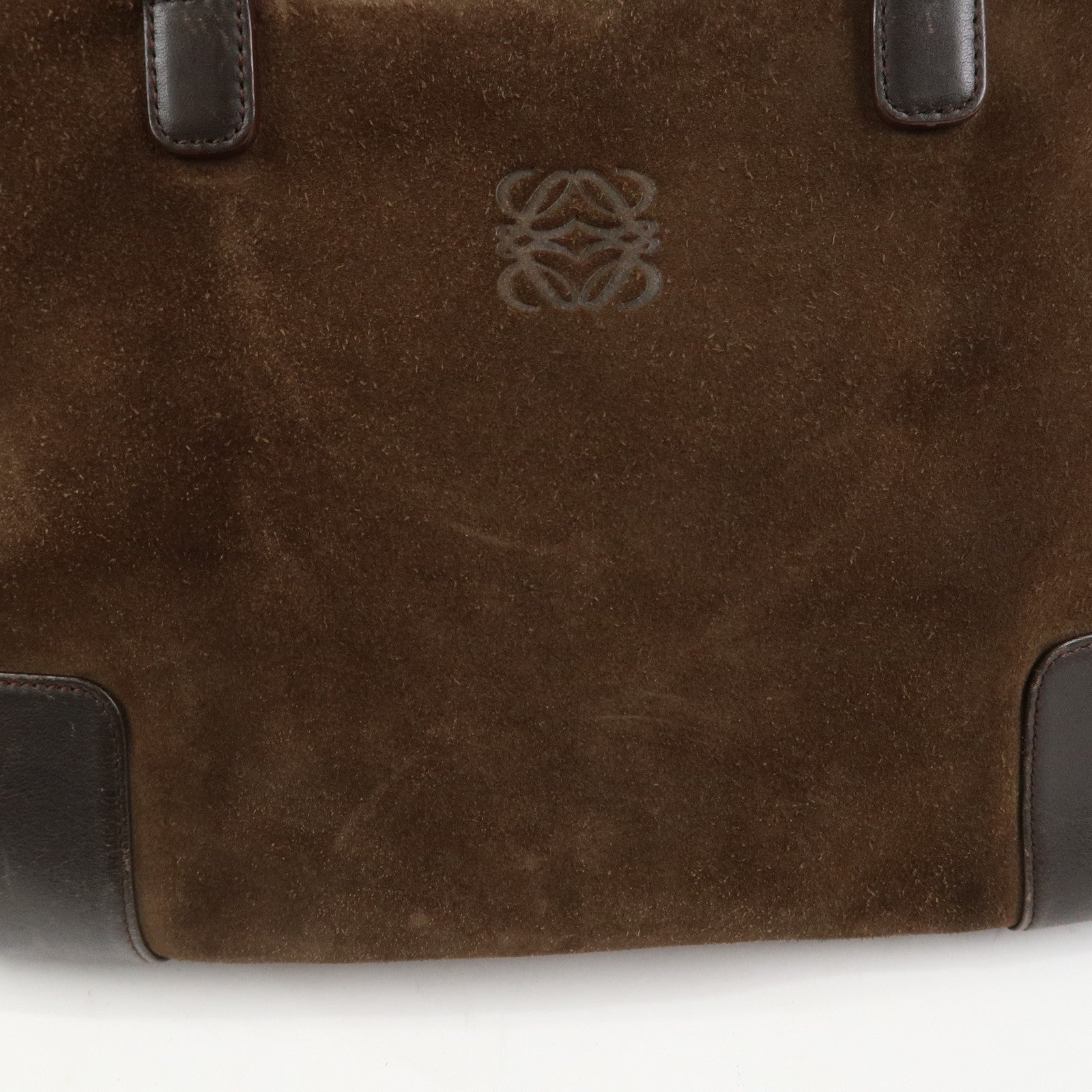 LOEWE Anagram Amazona 32 Suede Leather Hand Bag Boston Bag Brown