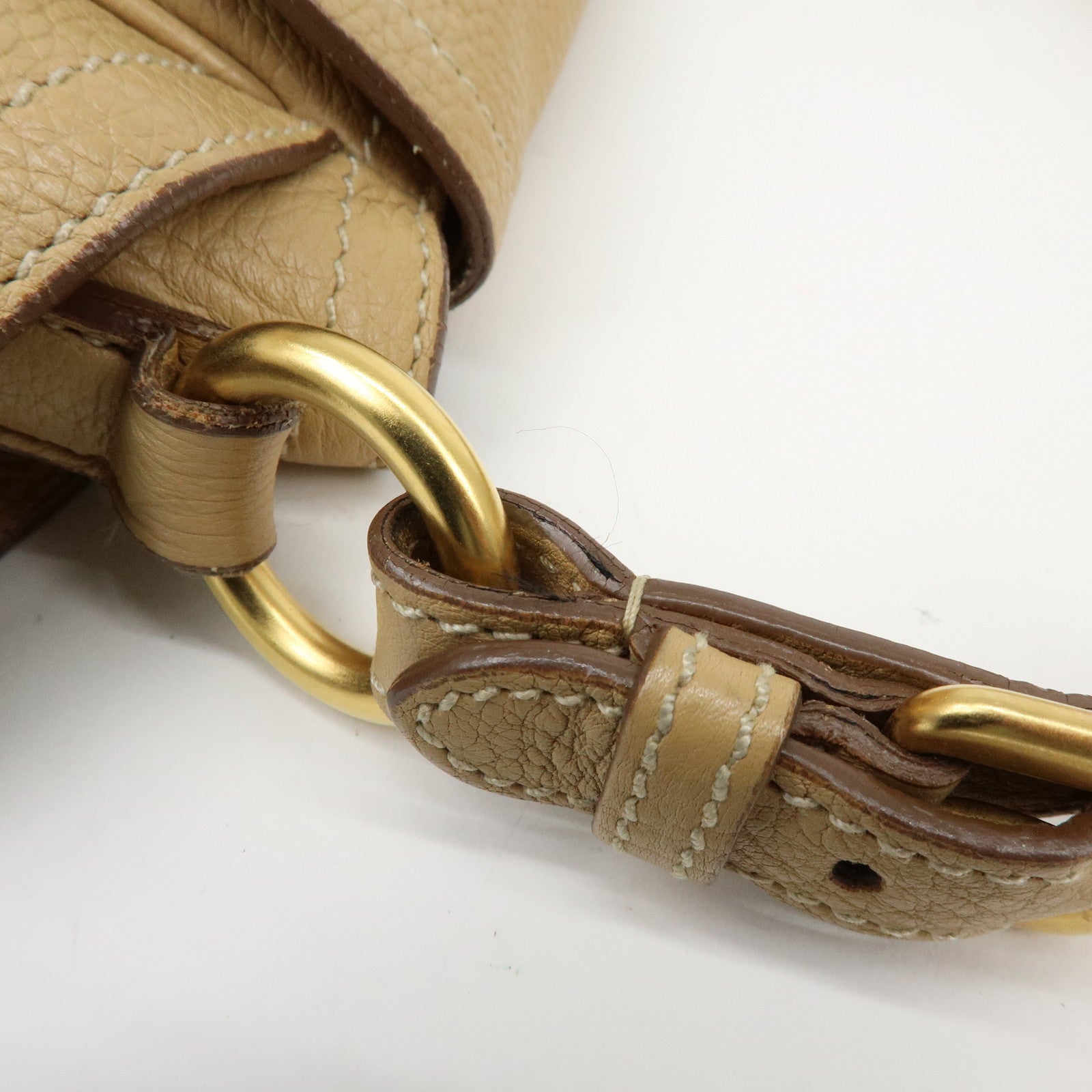PRADA Logo Leather Shoulder Bag Hand Bag Light Brown BR3869
