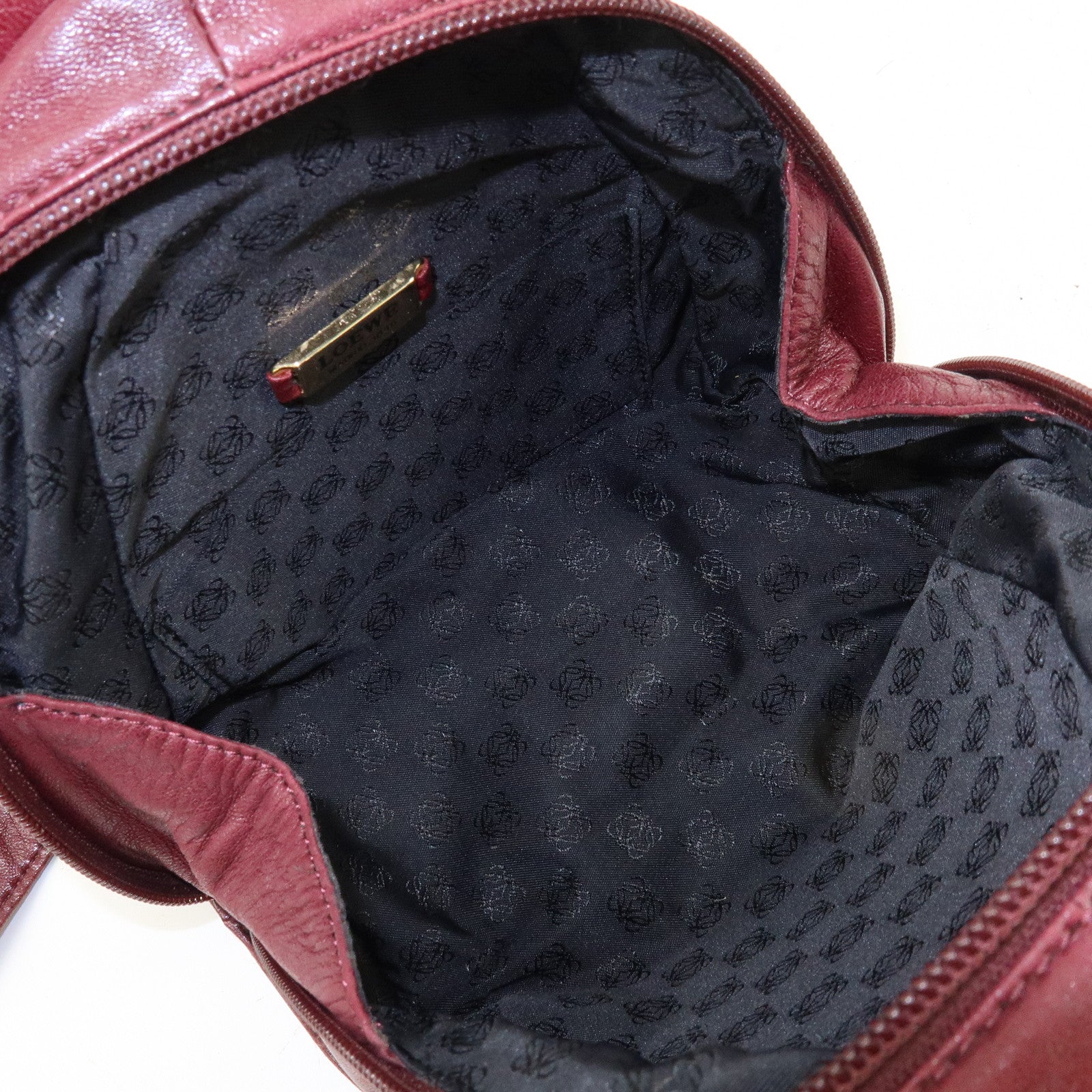 LOEWE Anagram Leather Shoulder Bag Crossbody Bag Bordeaux