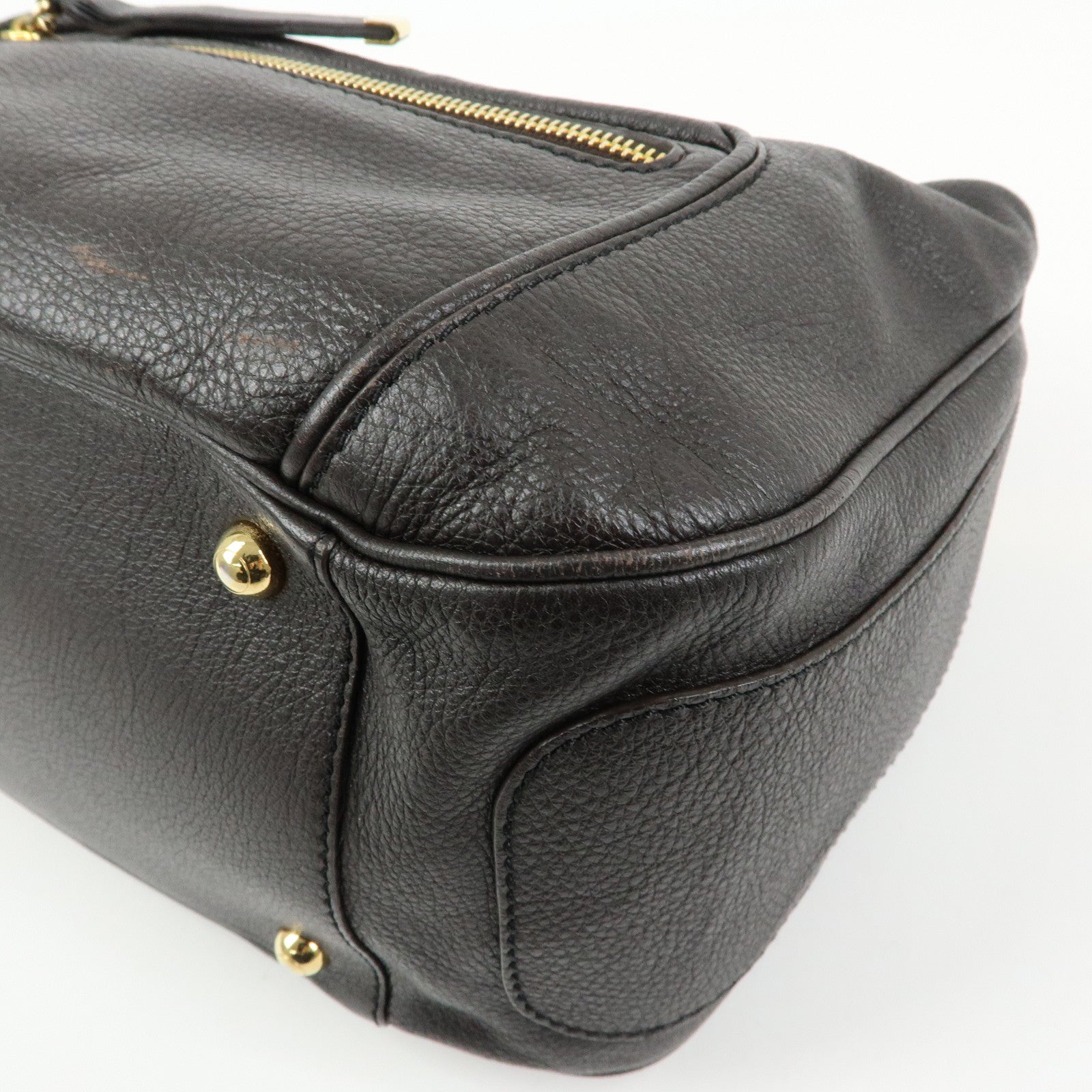 TOD'S  Leather Shoulder Bag Hand Bag Dark Brown