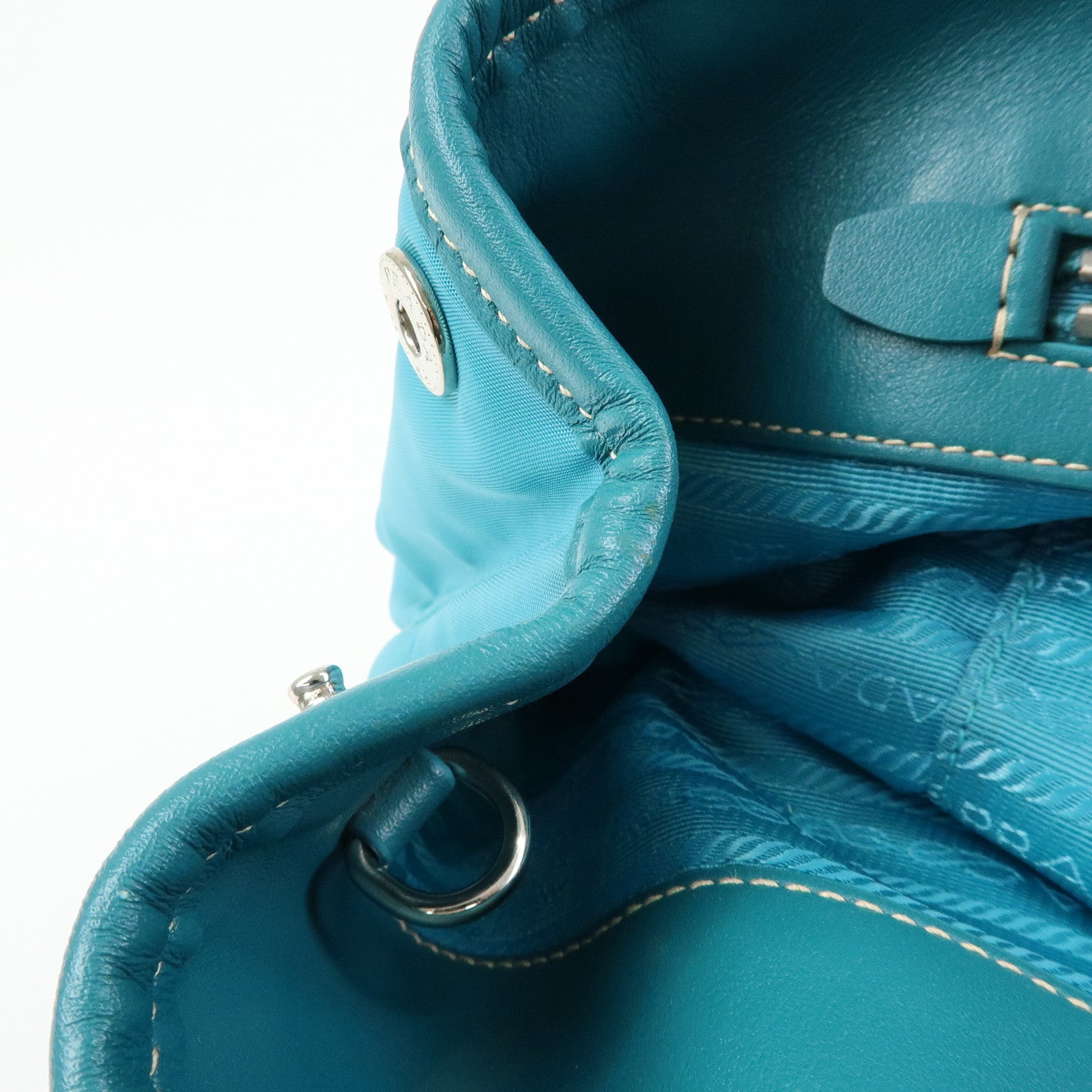 PRADA Nylon Leather 2Way Tote Hand Shoulder Bag Green BN1841