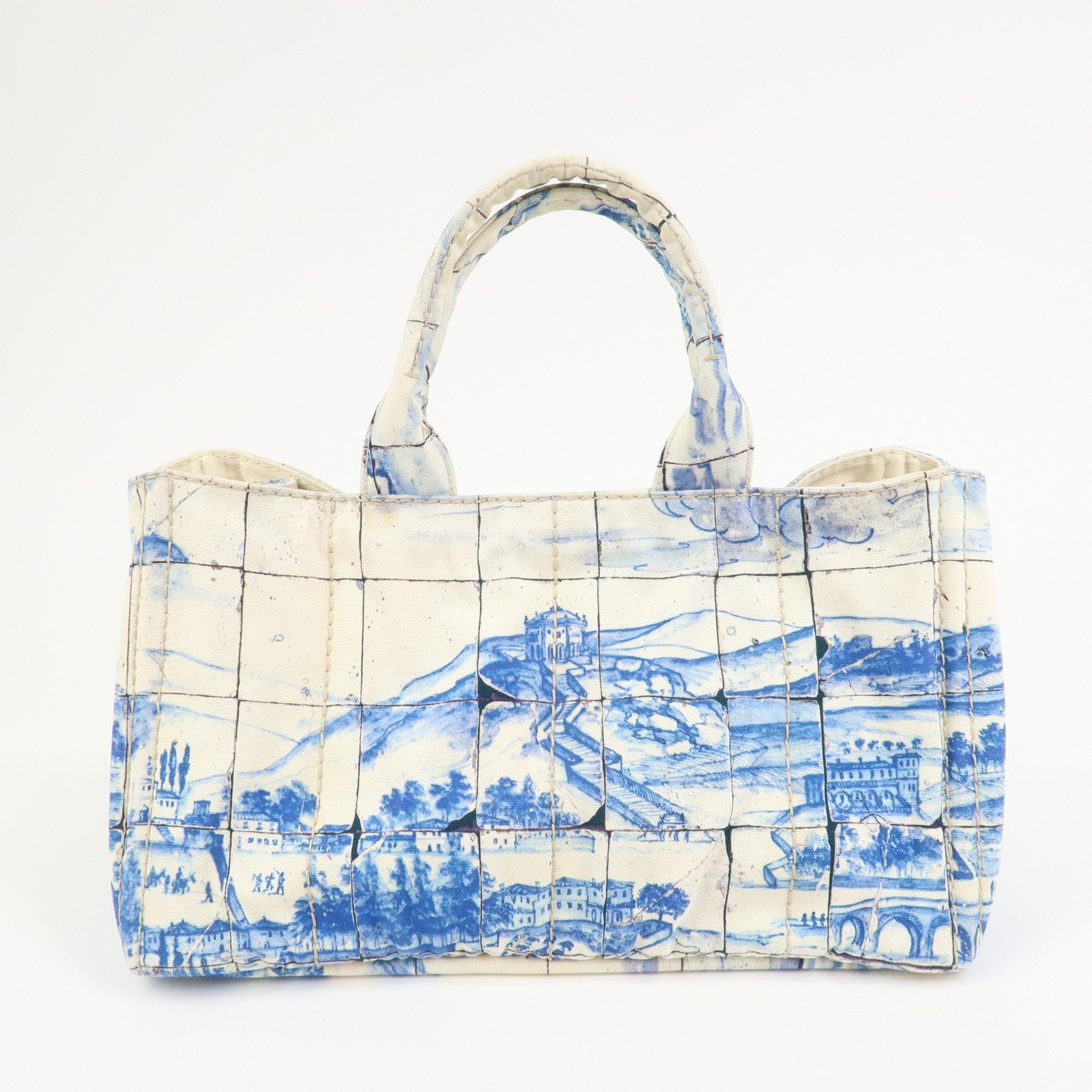 PRADA Canapa Large Denim 2Way Bag Tote Bag Shoulder Bag Blue B1872B
