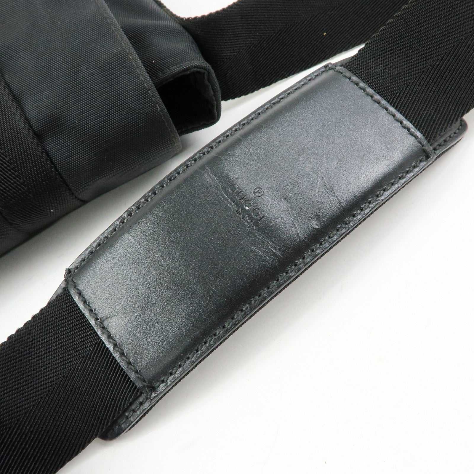 GUCCI Nylon Leather Shoulder Bag Crossbody Bag Black 122373