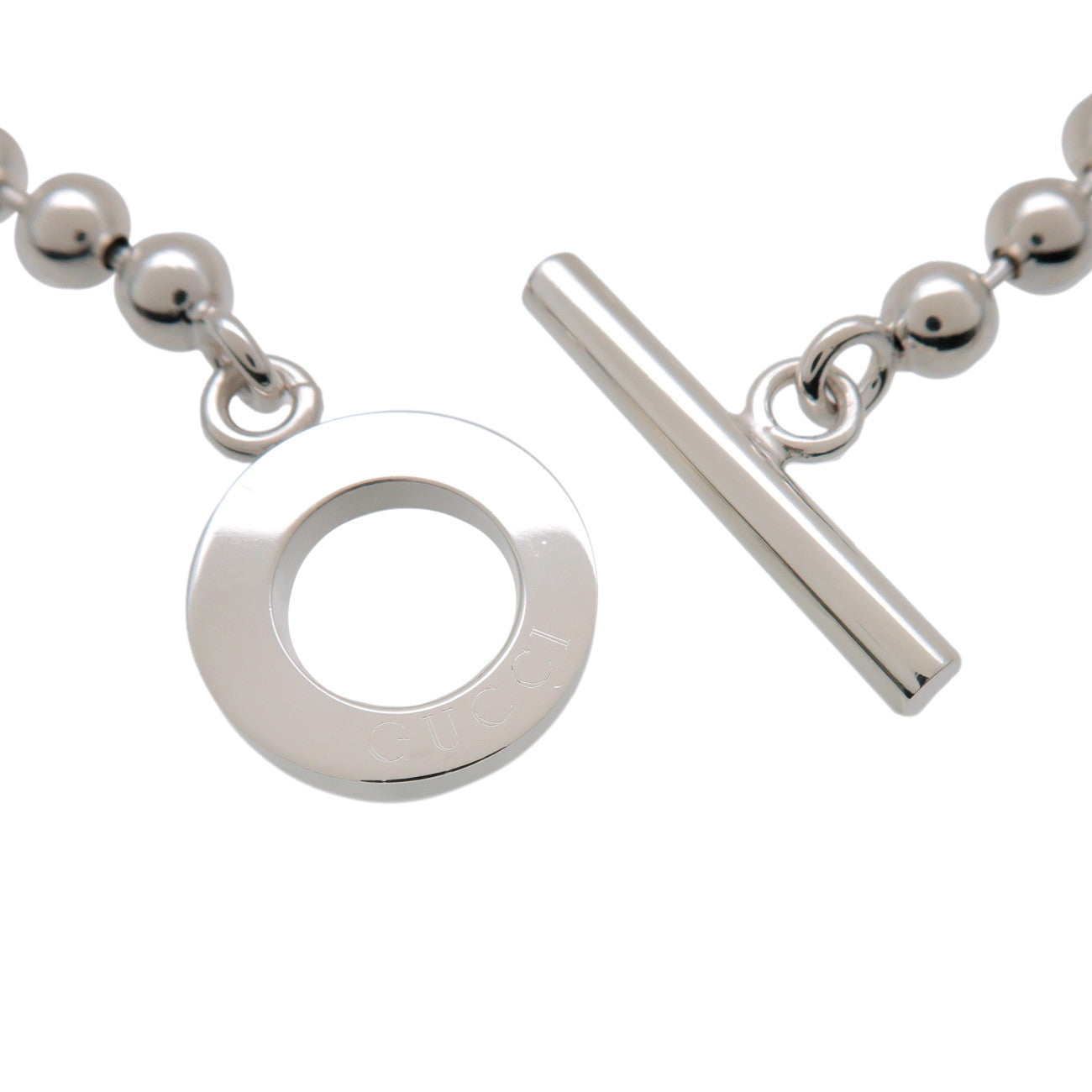 GUCCI Ball Chain Bracelet 19 Engraved SV925 Silver