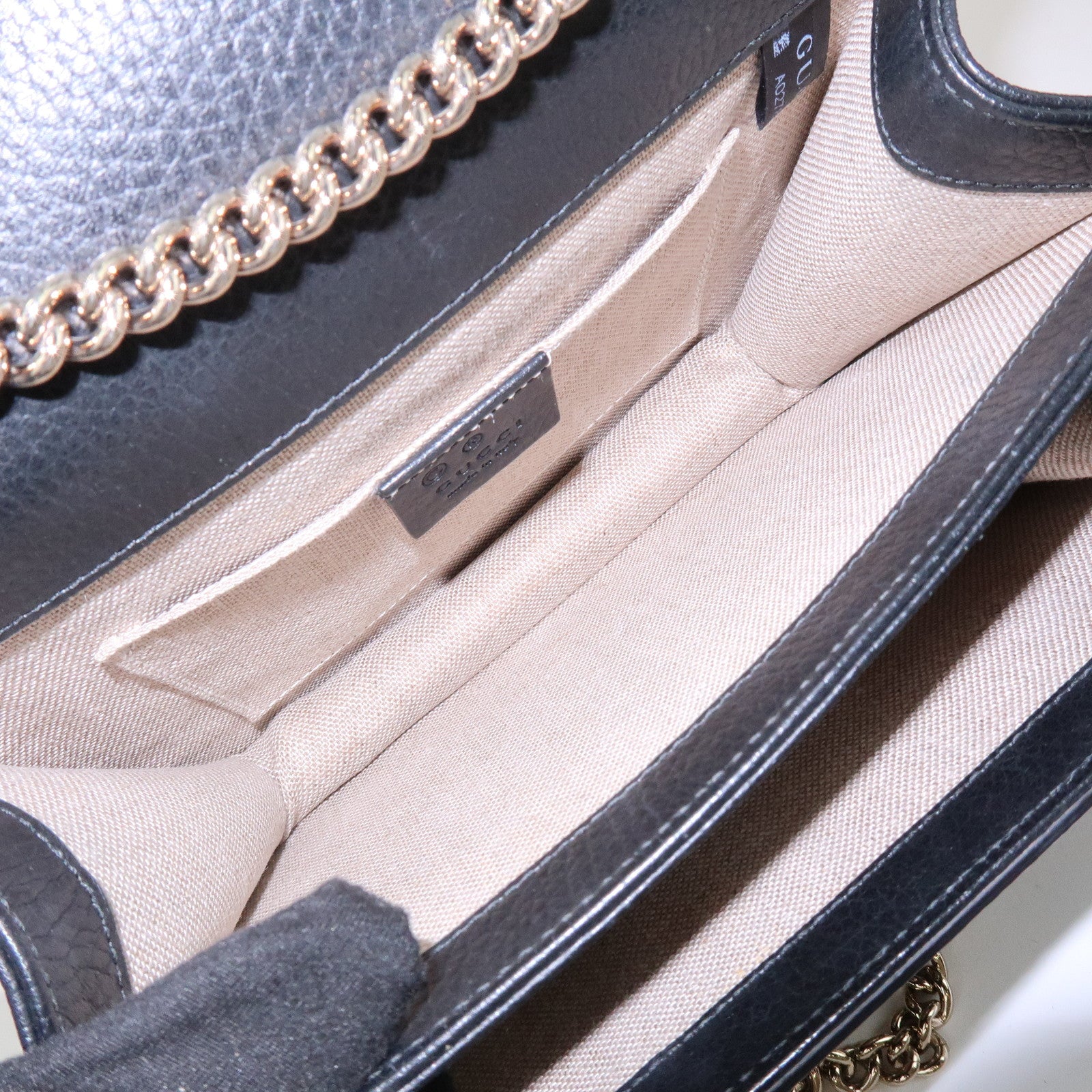 GUCCI Interlocking G Leather Chain Shoulder Hand Bag Black 510304