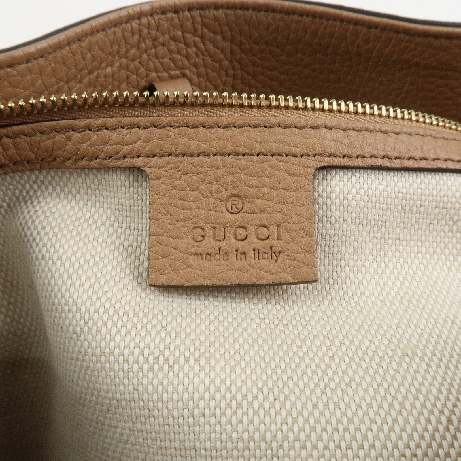 GUCCI SOHO Interlocking G Leather Chain Shoulder Bag Beige 536196