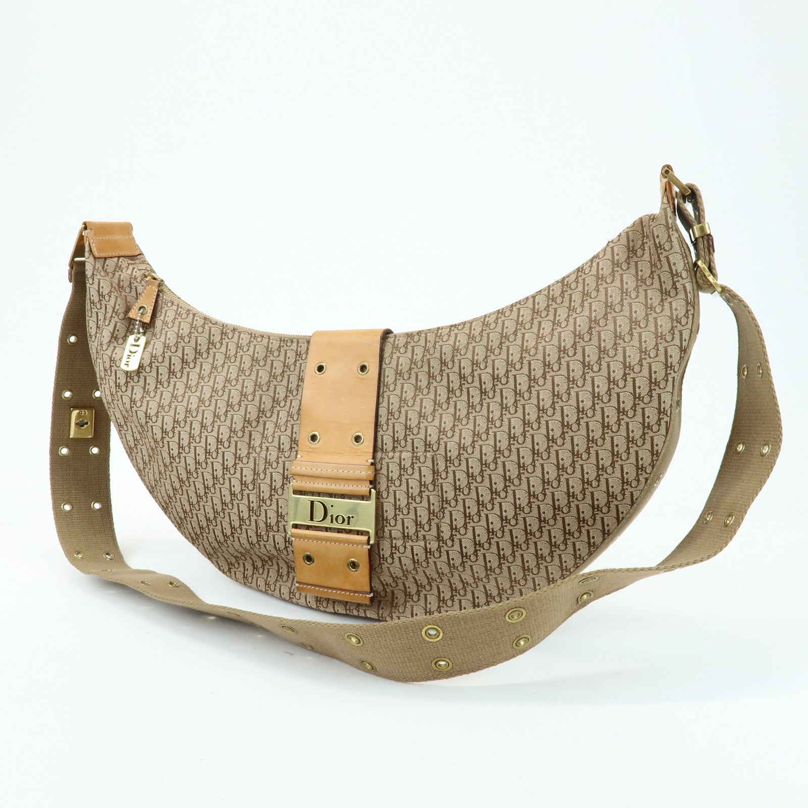 Christian Dior Street Chic Trotter Canvas Leather Shoulder Bag