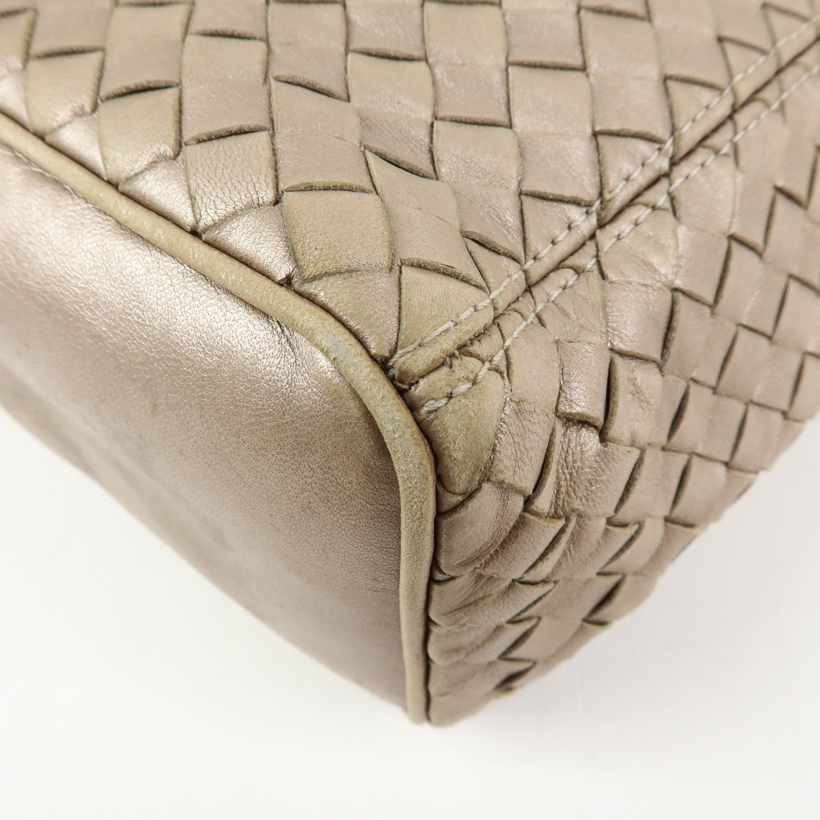 BOTTEGA VENETA Intrecciato Leather Shoulder Bag Beige