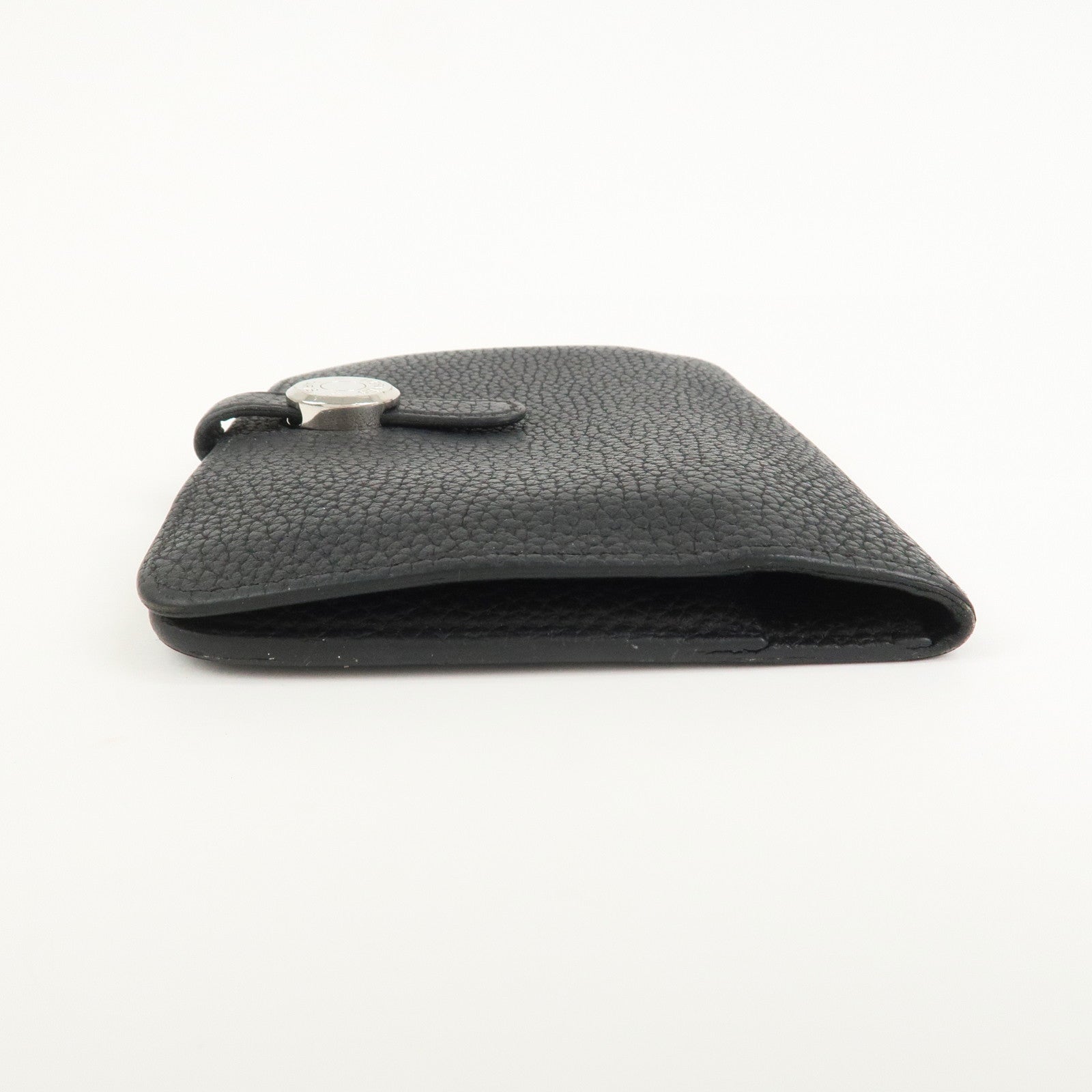 HERMES Dogon Togo Leather Compact Wallet Y Stamped Black