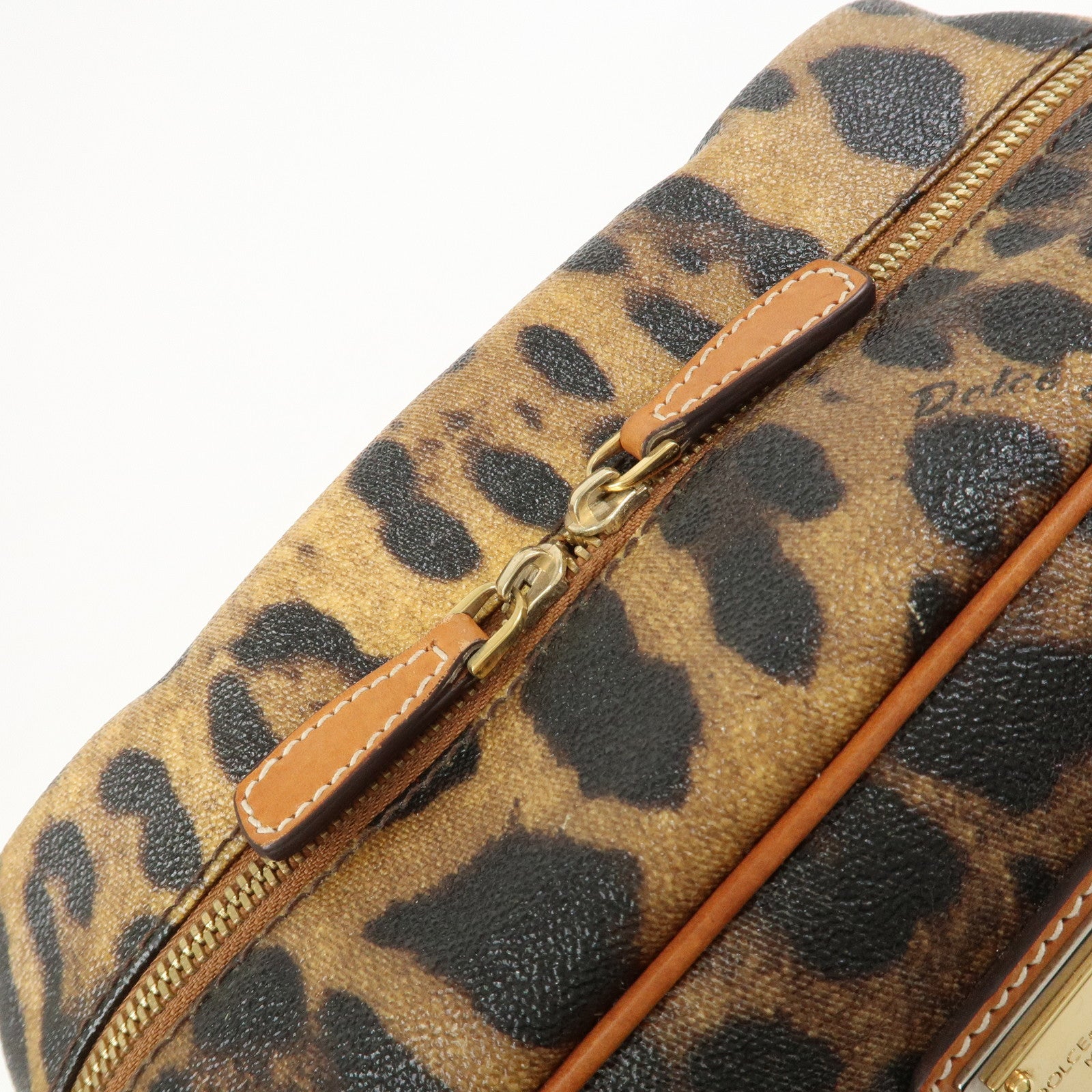 Dolce&Gabbana Leather Shoulder Bag Hand Bag Leopard Brown