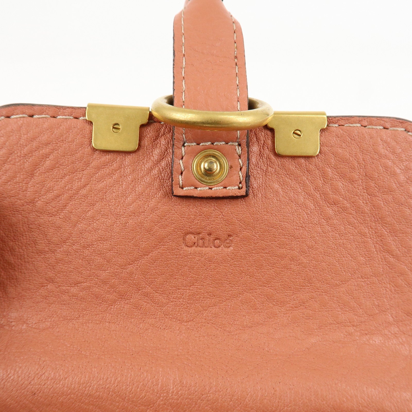 Chloe Leather Marcy Bi-fold Coin Case Card Case Orange Gold Hardware Used