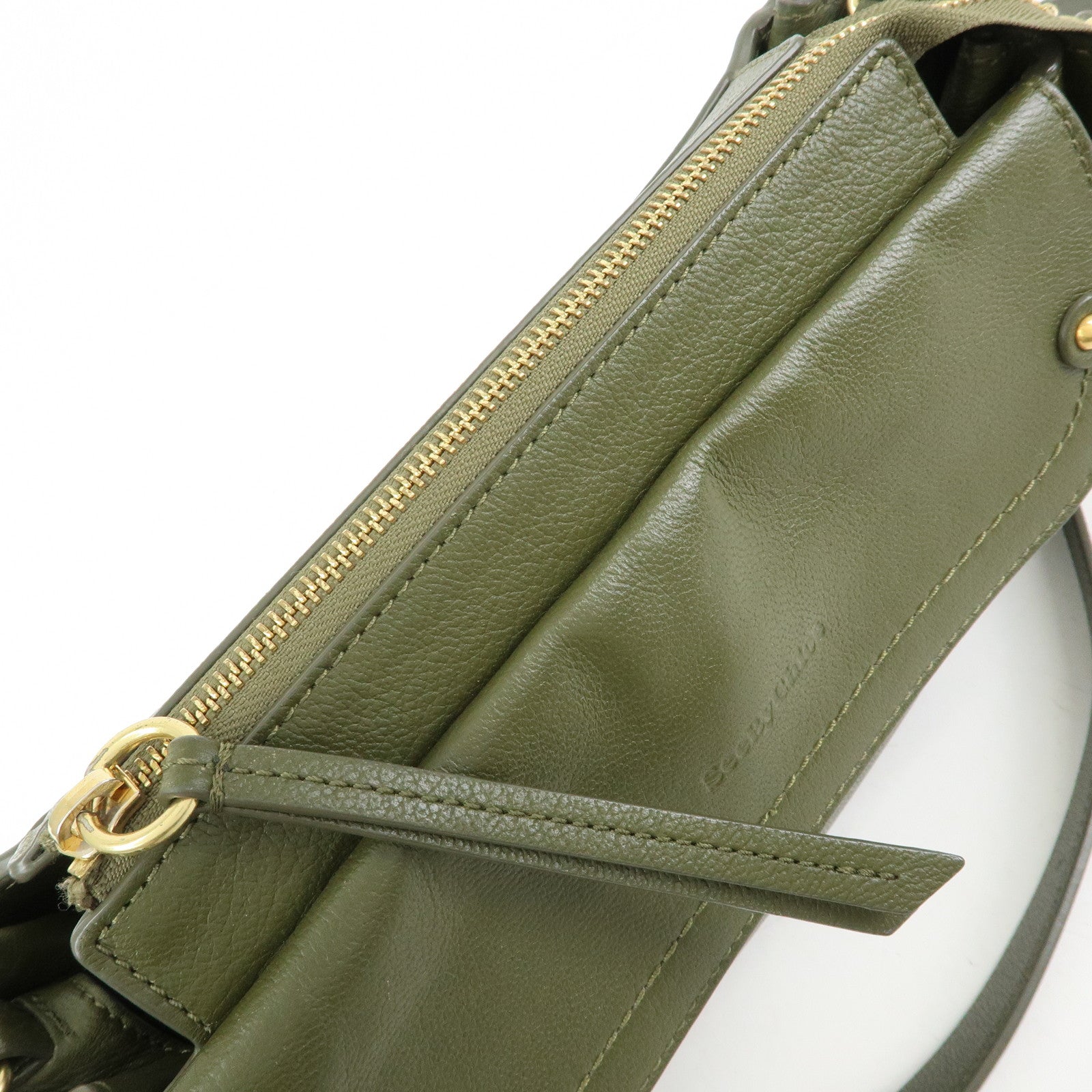 Chloe See by Chloe Phill Leather Shoulder Crossbody Bag Dark Green