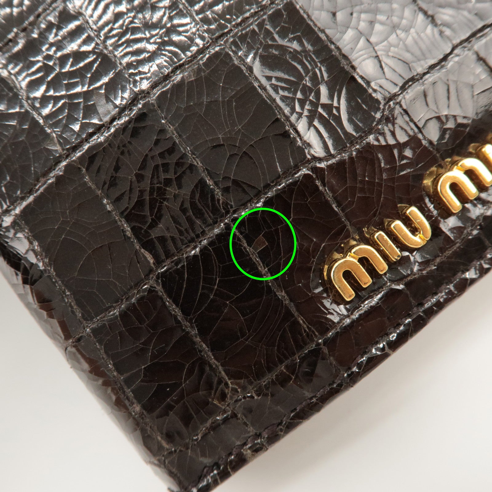 MIU MIU Logo Leather Agenda Panner Cover Gold HDW Black Used