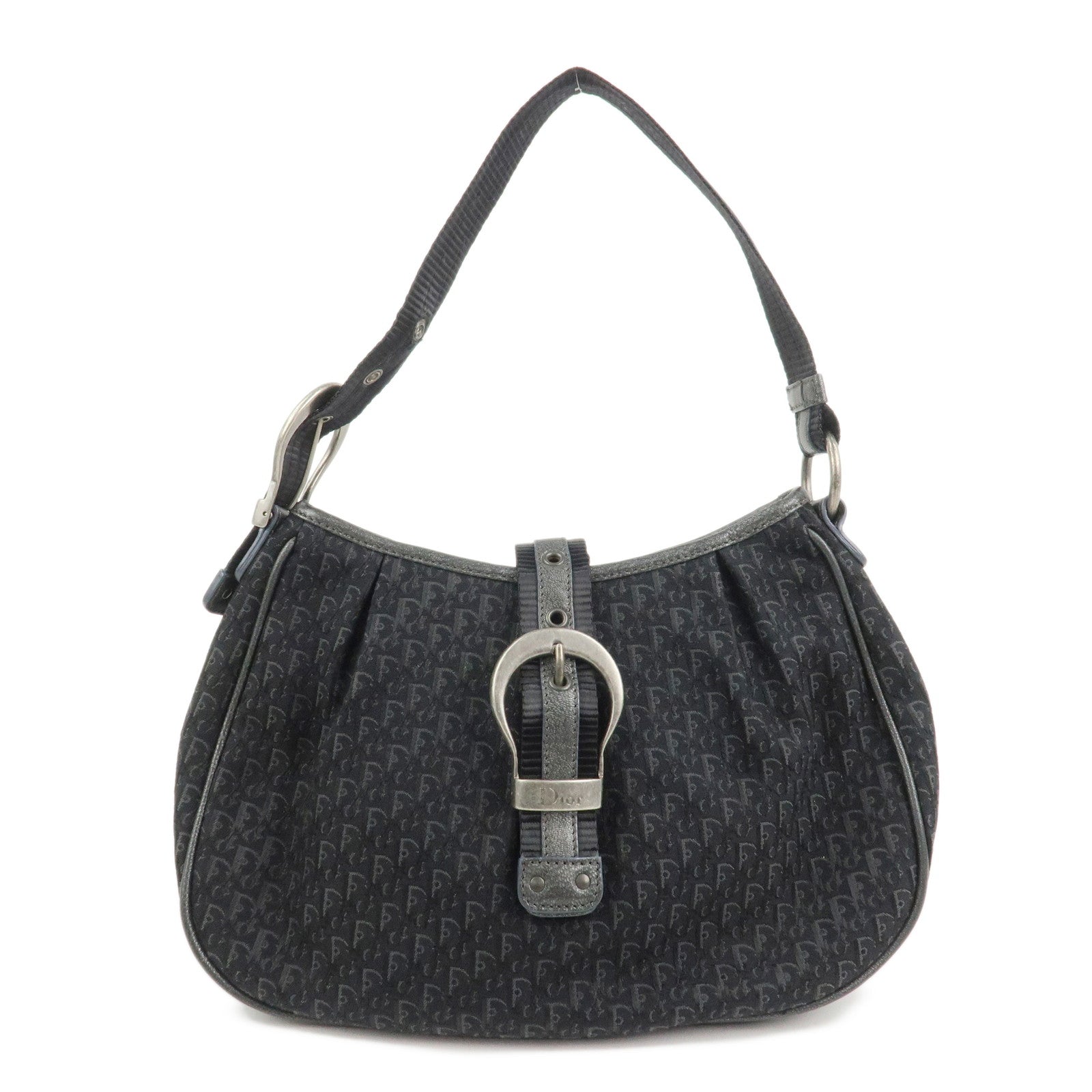 Christian Dior Trotter Canvas Leather Shoulder Bag Hand Bag Black