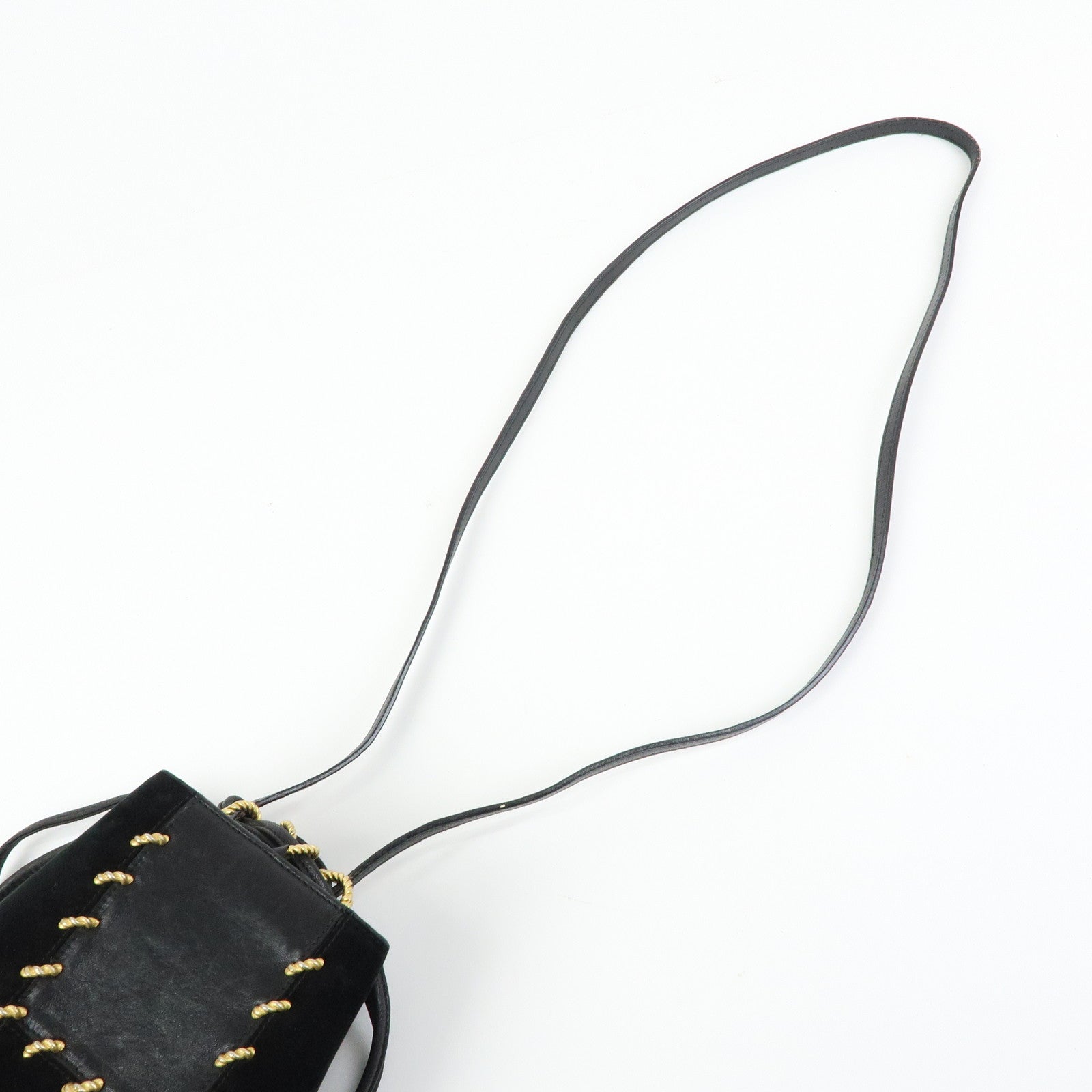 Ferragamo Leather Suede Shoulder Bag Crossbody Bag Black