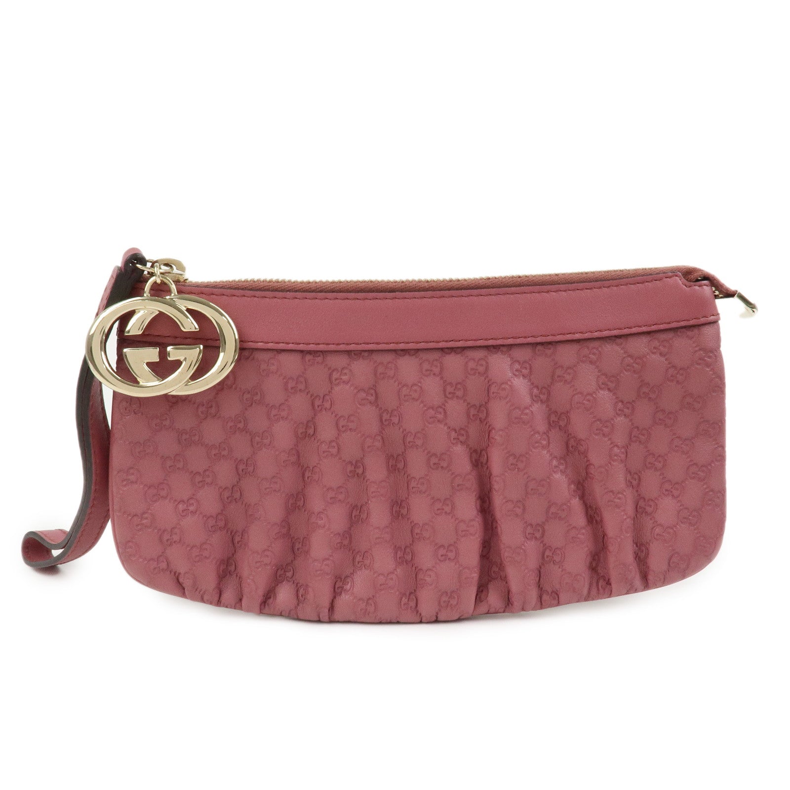GUCCI Interlocking G Micro Guccissima Leather Pouch Pink 212203