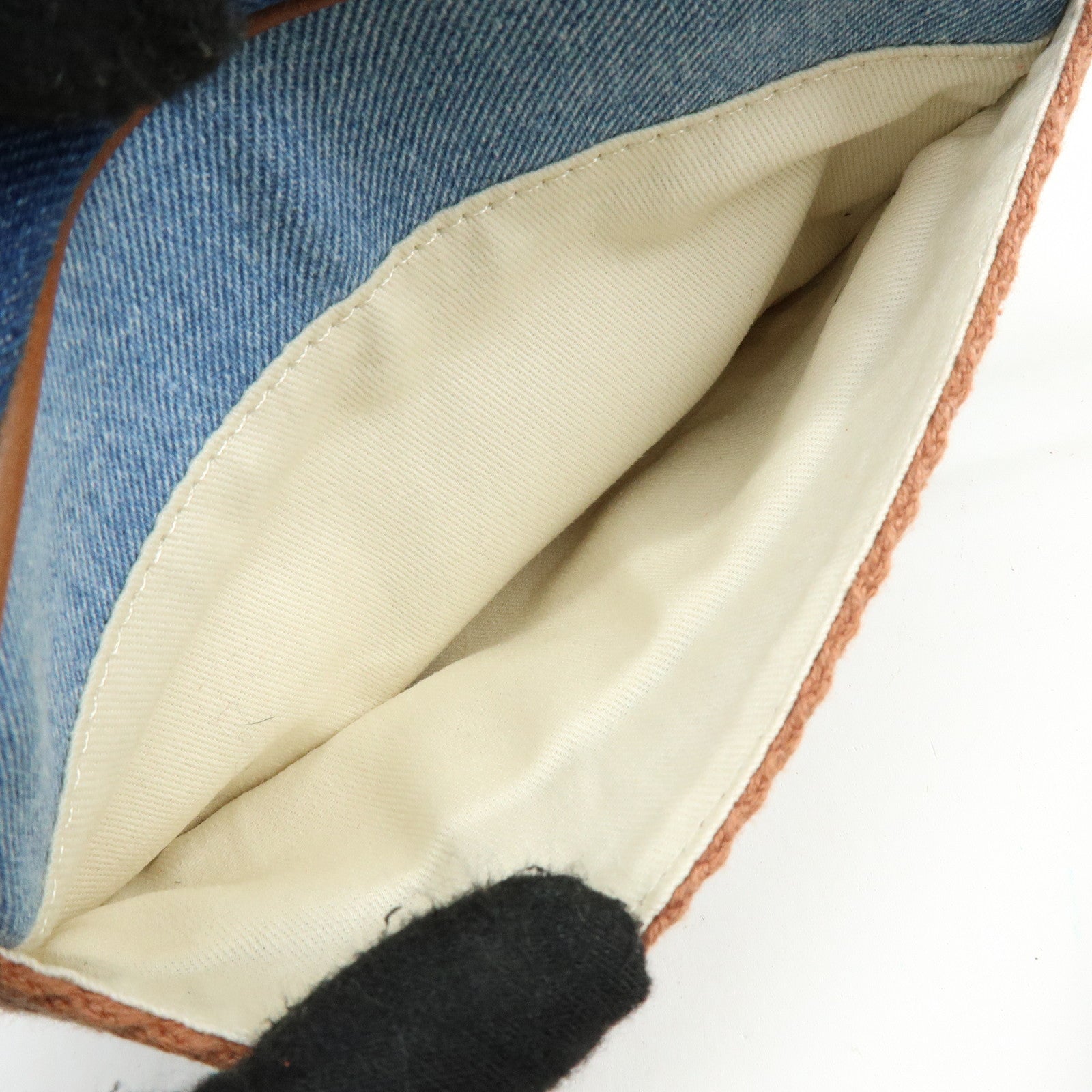 Chloe Denim Leather Canvas Shoulder Bag Crossbody Bag Brown Blue