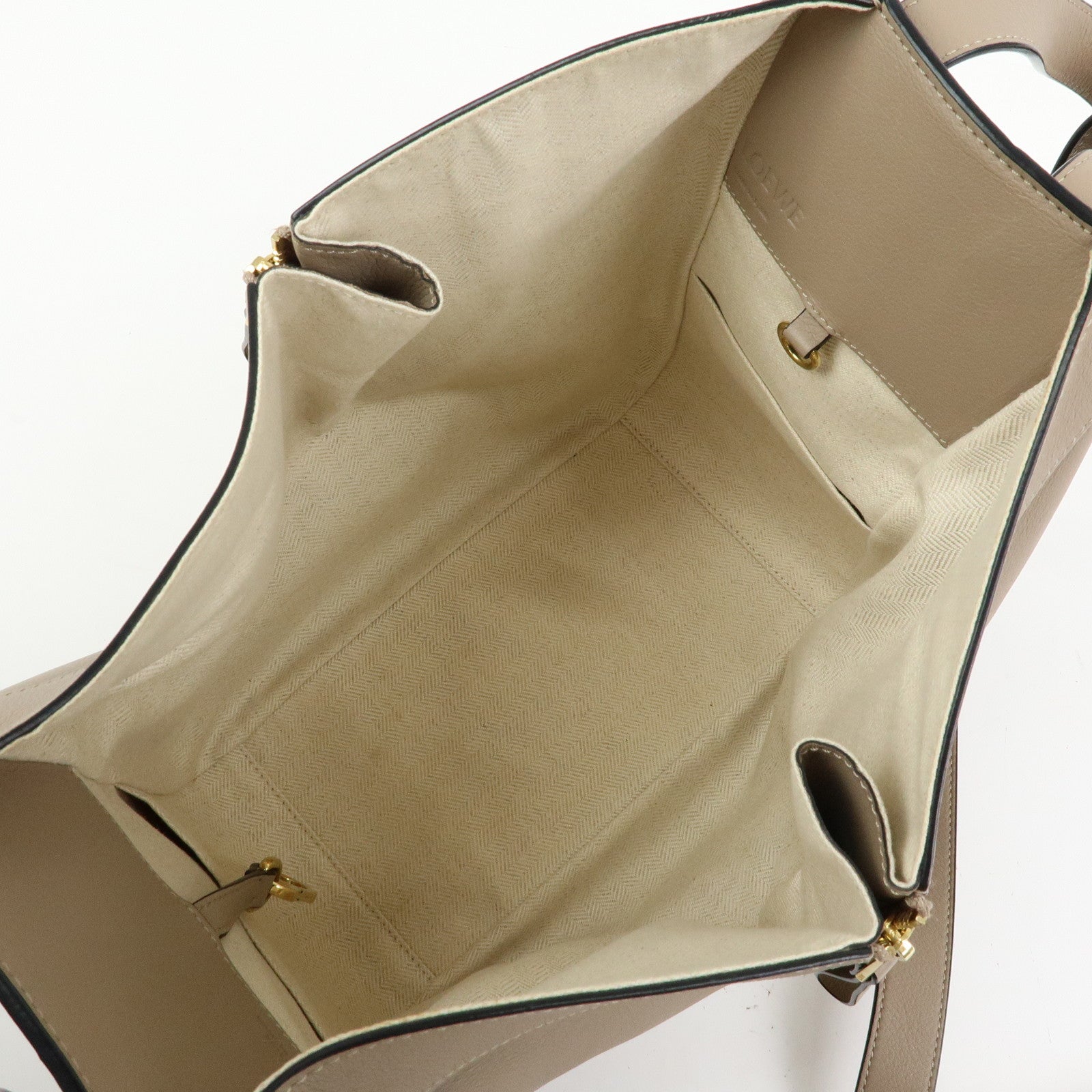 LOEWE Anagram Hammock Small Leather Shoulder Crossbody Bag Greige