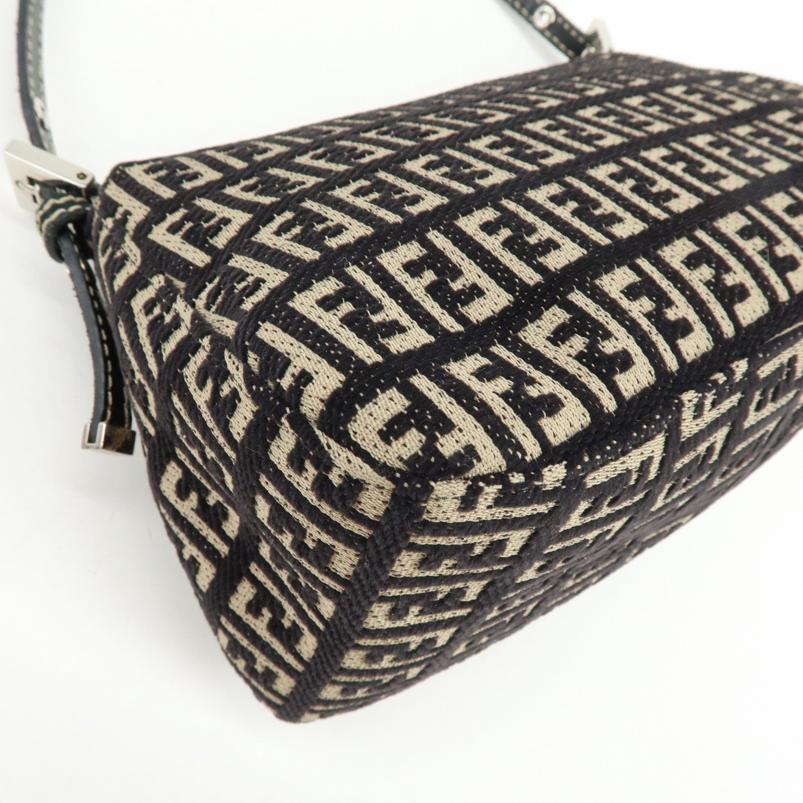 FENDI Mini Mamma Baguette Zucchino Canvas Shoulder Bag 8BR180
