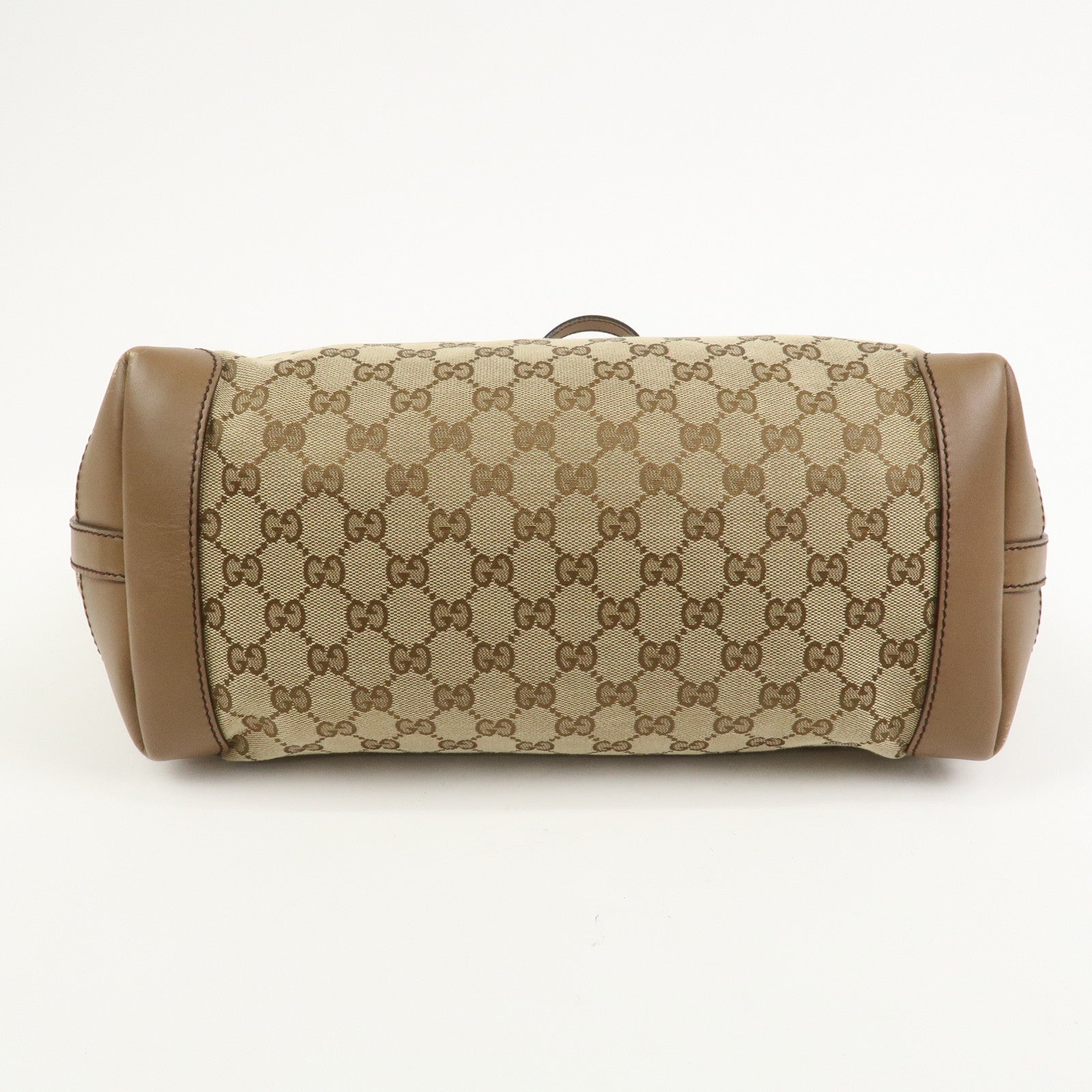 GUCCI GG Monogram Canvas Leather Tote Bag Brown 247209