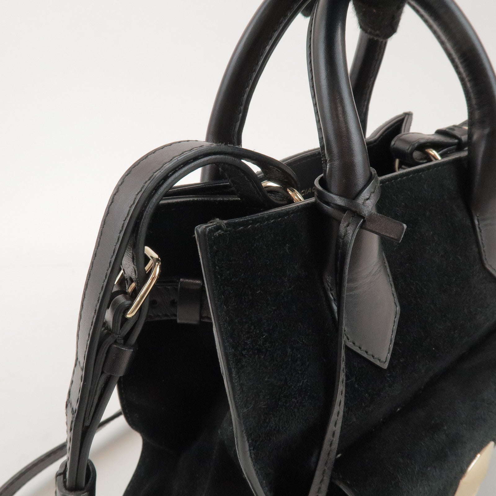 BALENCIAGA Padlock All Afternoon Suede Leather 2Way Bag 319499