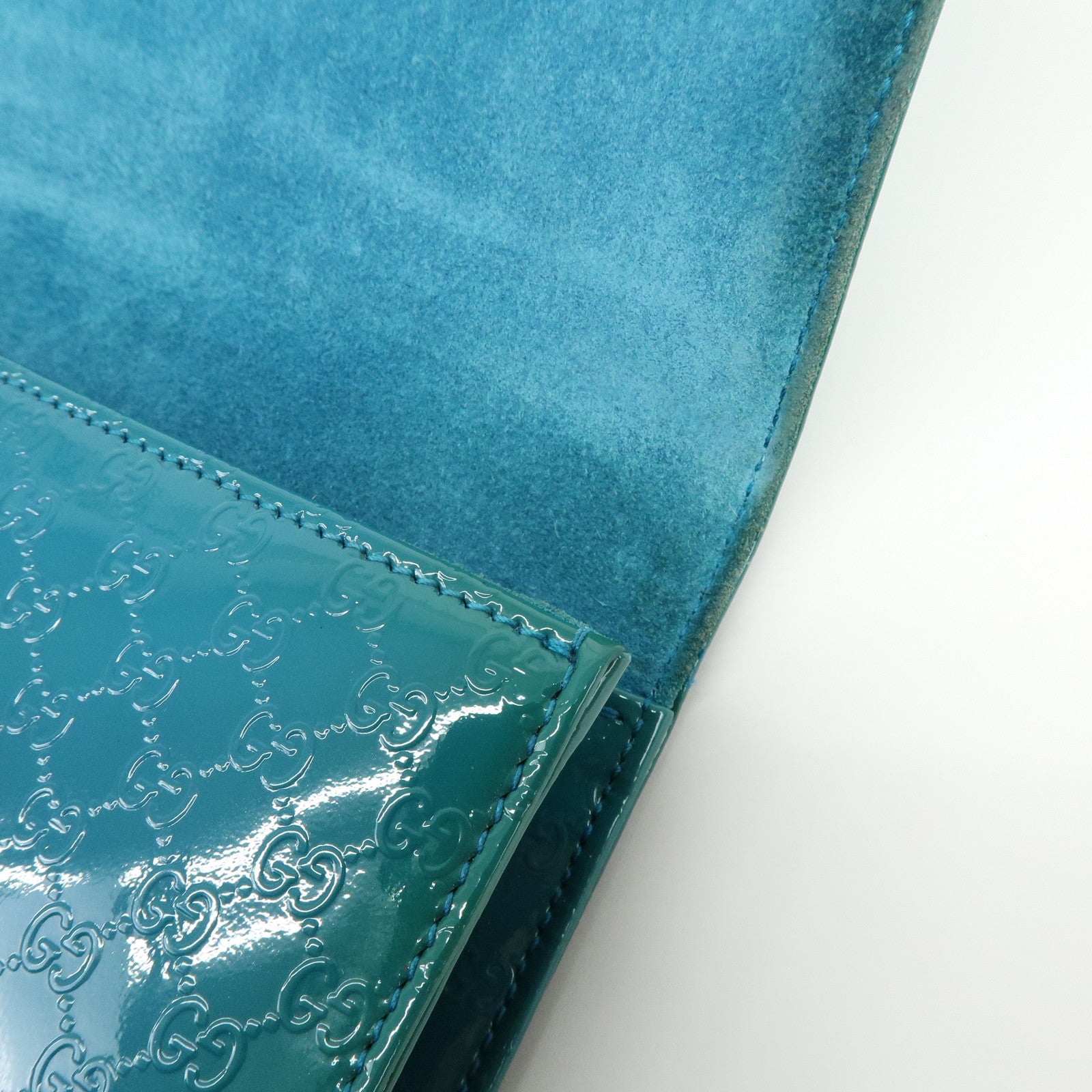 GUCCI Microguccissima Leather Hand Bag Clutch Bag Blue 339249