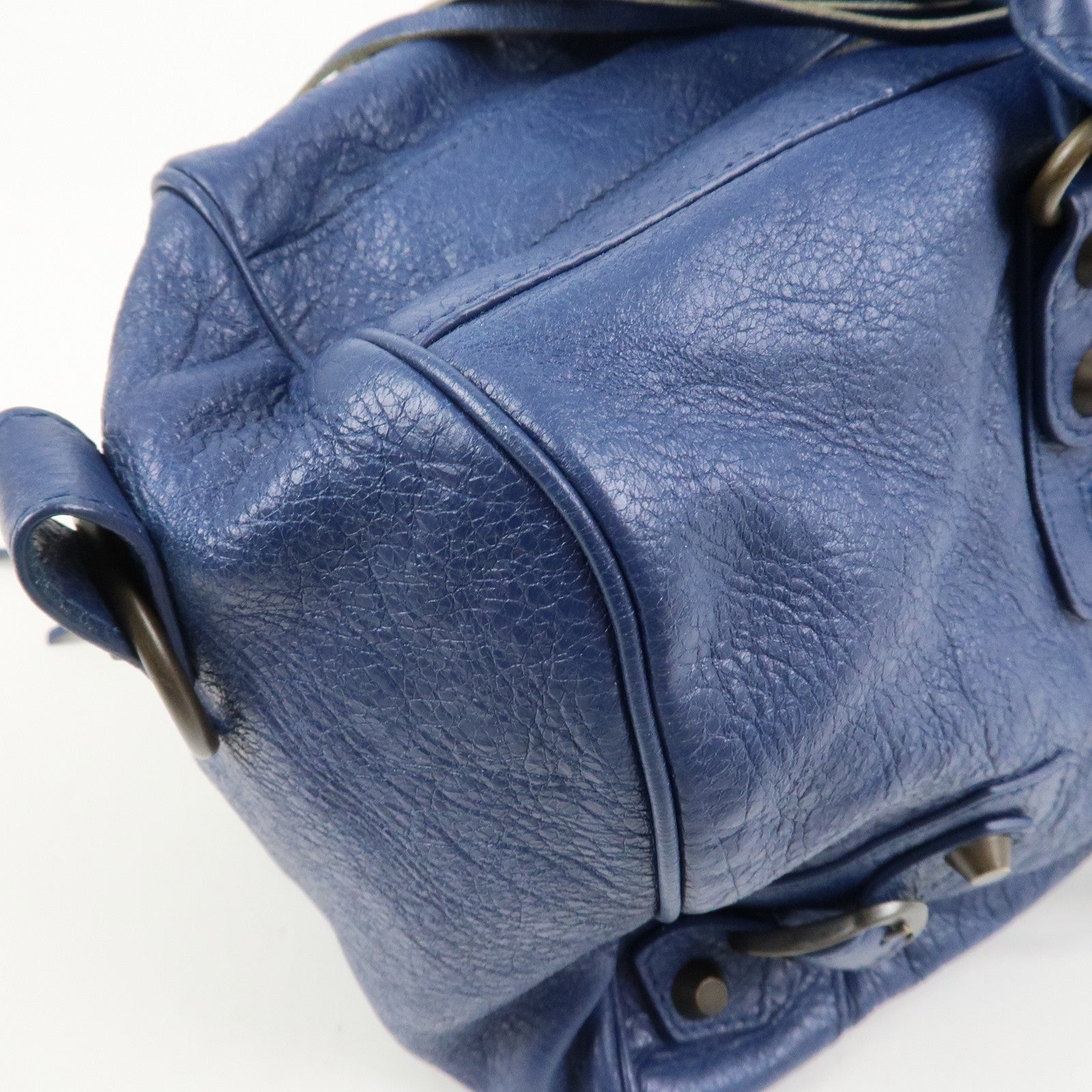 BALENCIAGA Leather The Twiggy 2WAY Bag Hand Bag Blue 409334