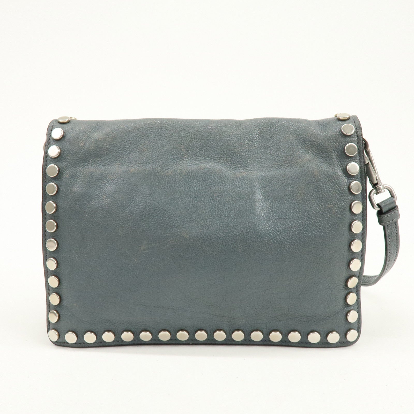 PRADA Etiquette Leather 2Way Bag Shoulder Bag Clutch Bag Gray