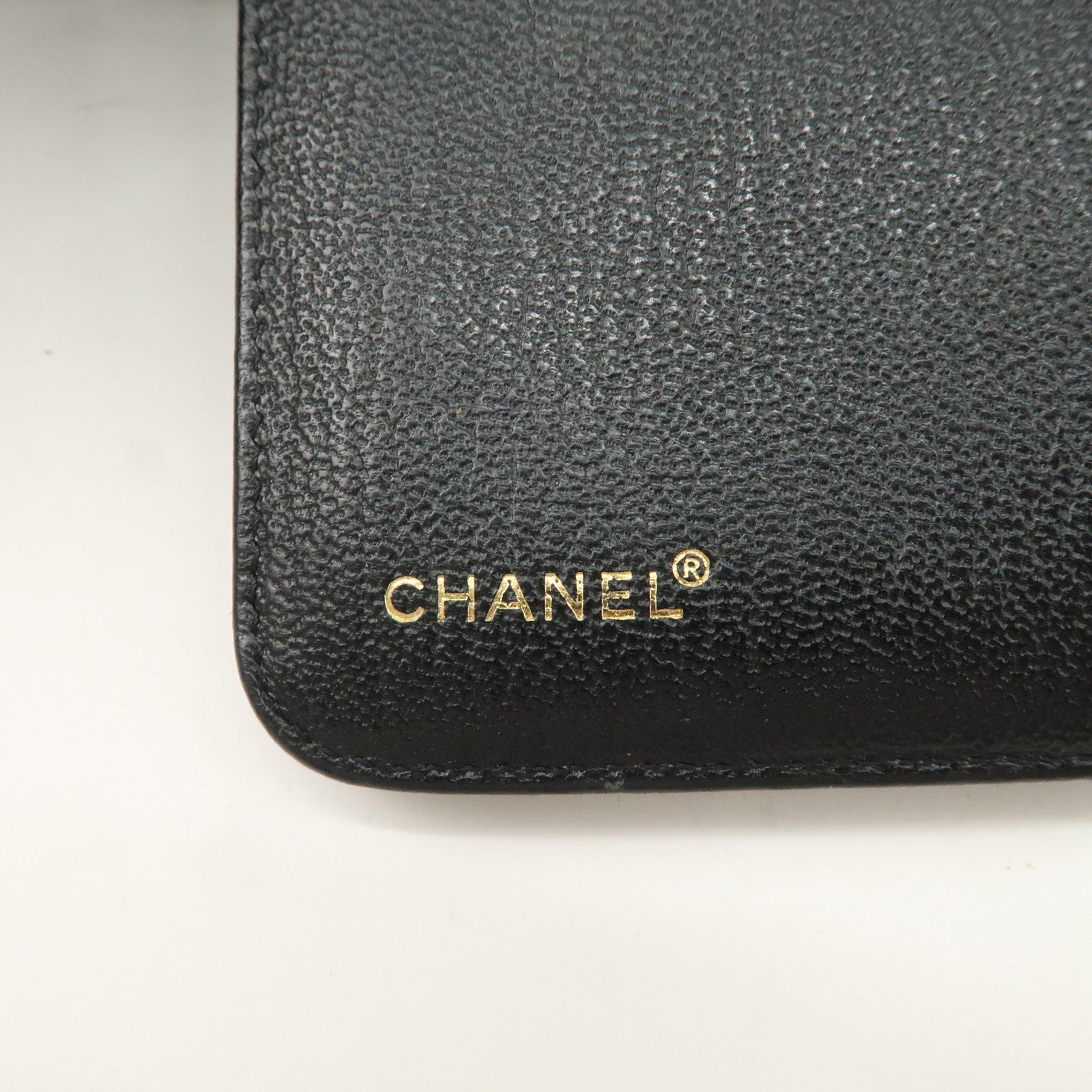 CHANEL COCO Mark Leather Planner Cover Black Gold Hardware Used