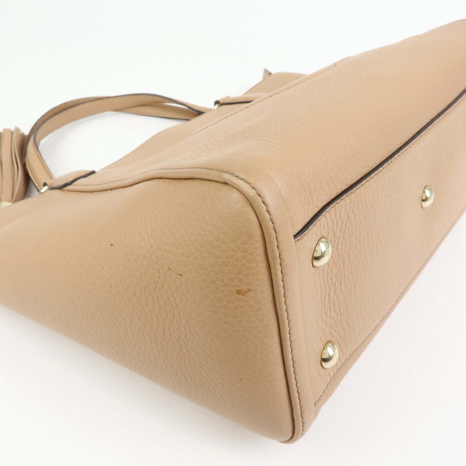 GUCCI SOHO Interlocking G Leather 2Way Hand Bag Beige 369176