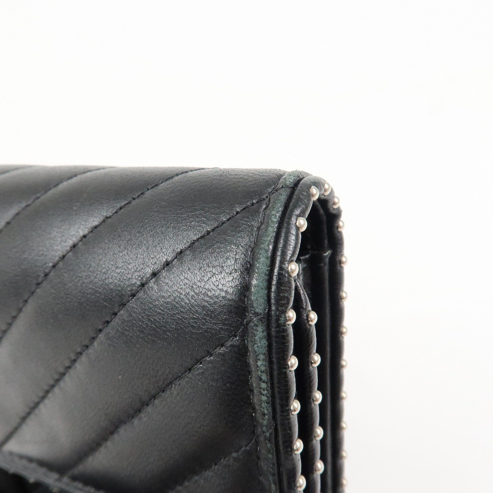 CHANEL COCO Mark V Stitch Leather Flap Long Wallet Black A81217