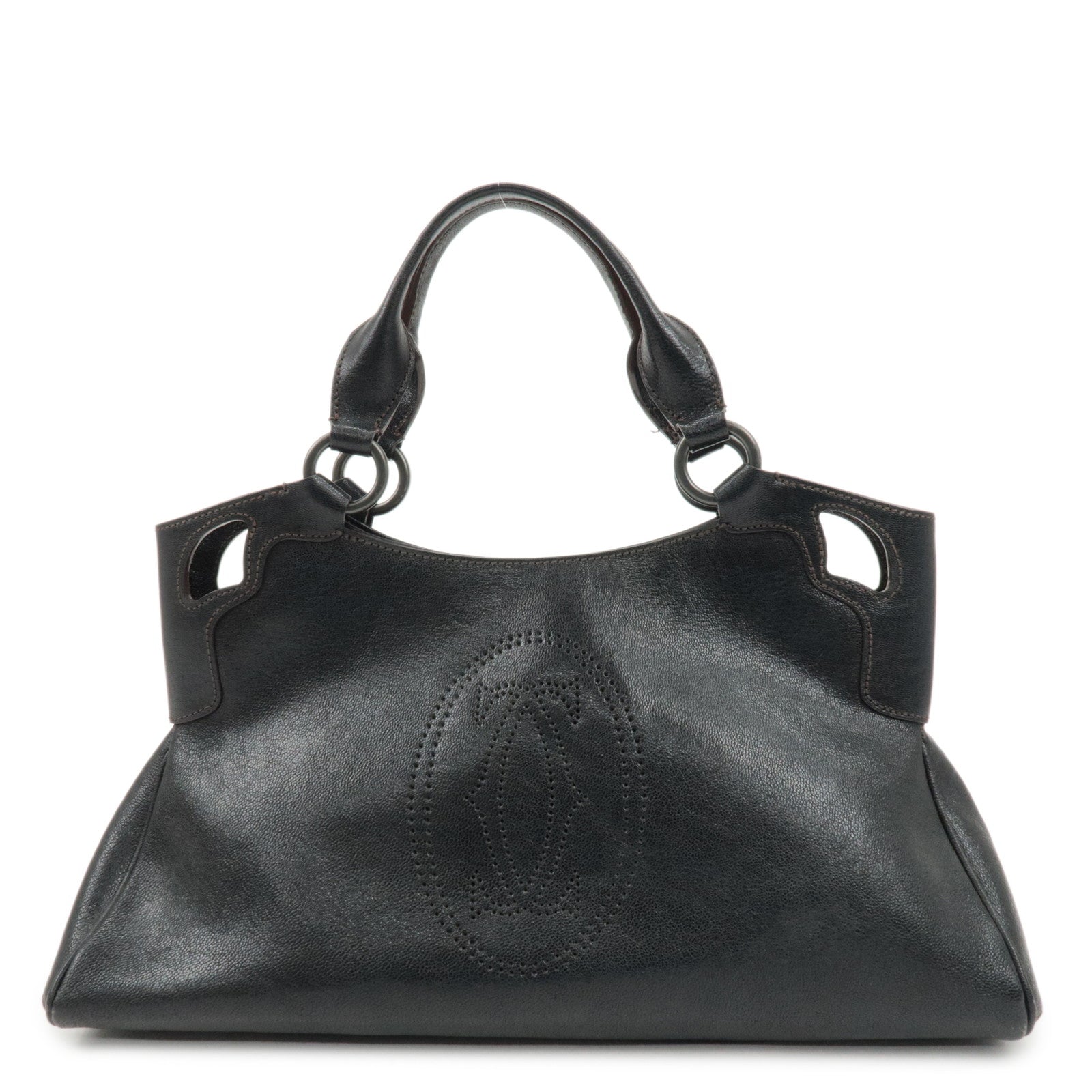 Cartier Must Line Leather Marcello Hand Bag Black Used
