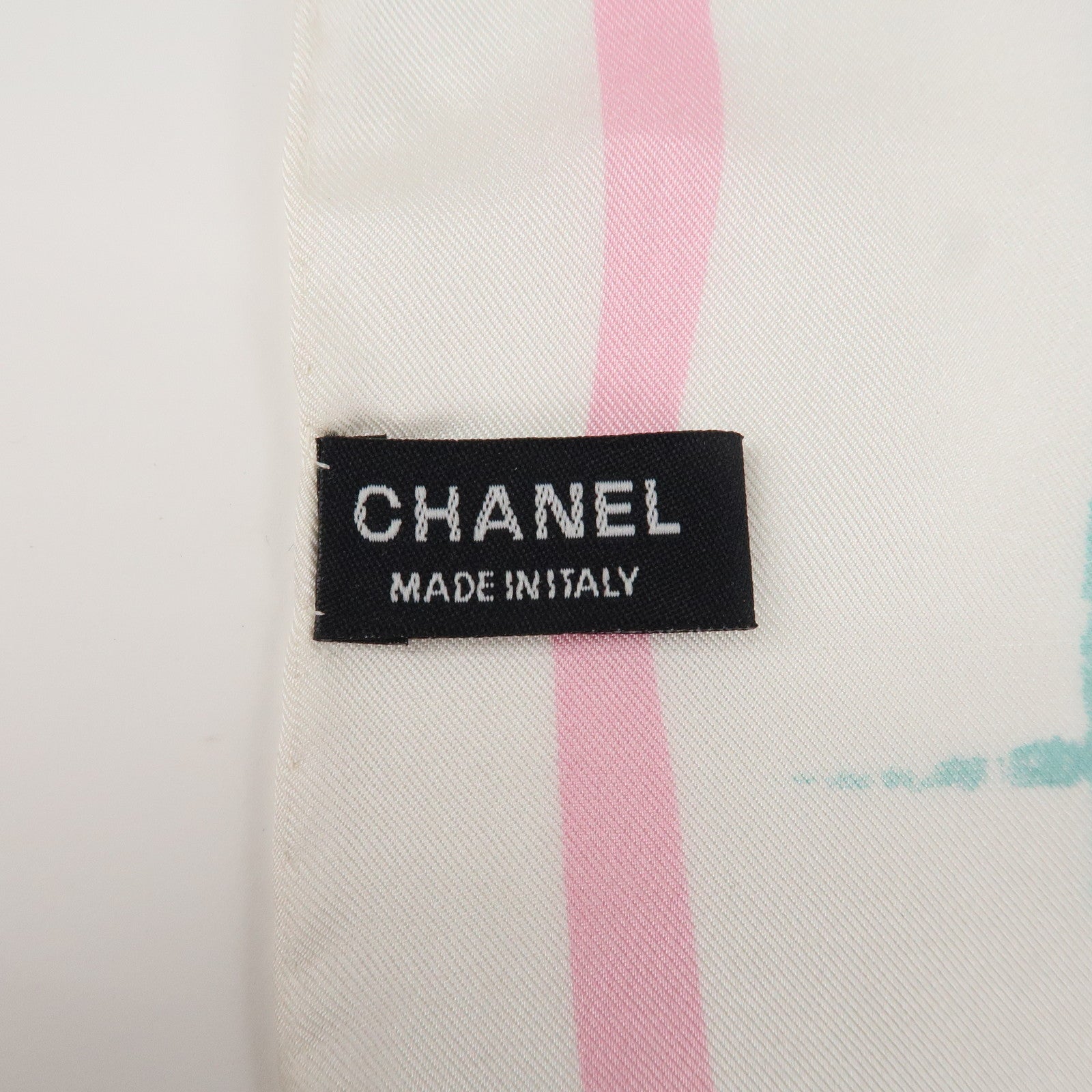 CHANEL COCO Mark Silk 100 % Scarf Pink White Used