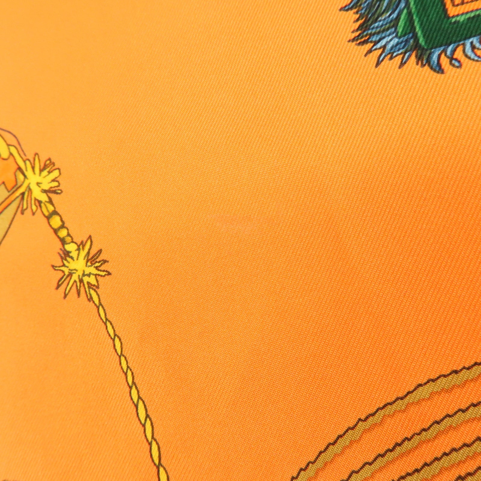 HERMES Carre 90 Silk 100% CUIRS DU DESERT Scarf Orange