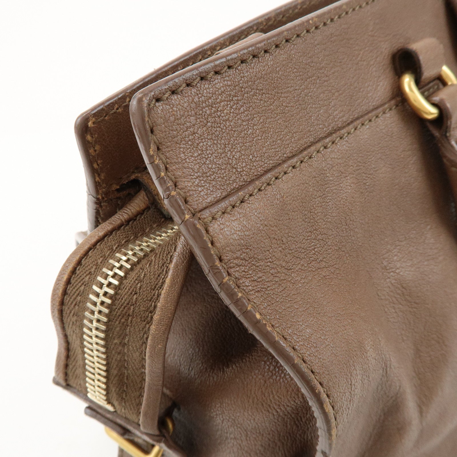 SAINT LAURENT PARIS Cabas Chyc Leather 2Way Bag Hand Bag Brown