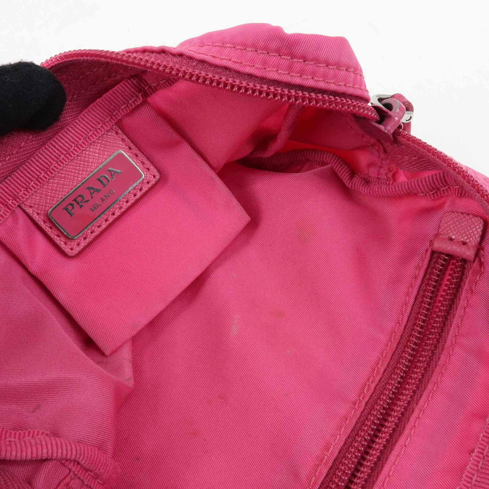 PRADA Triangle Logo Set of 3 Nylon Leather Pouch Pink Purple