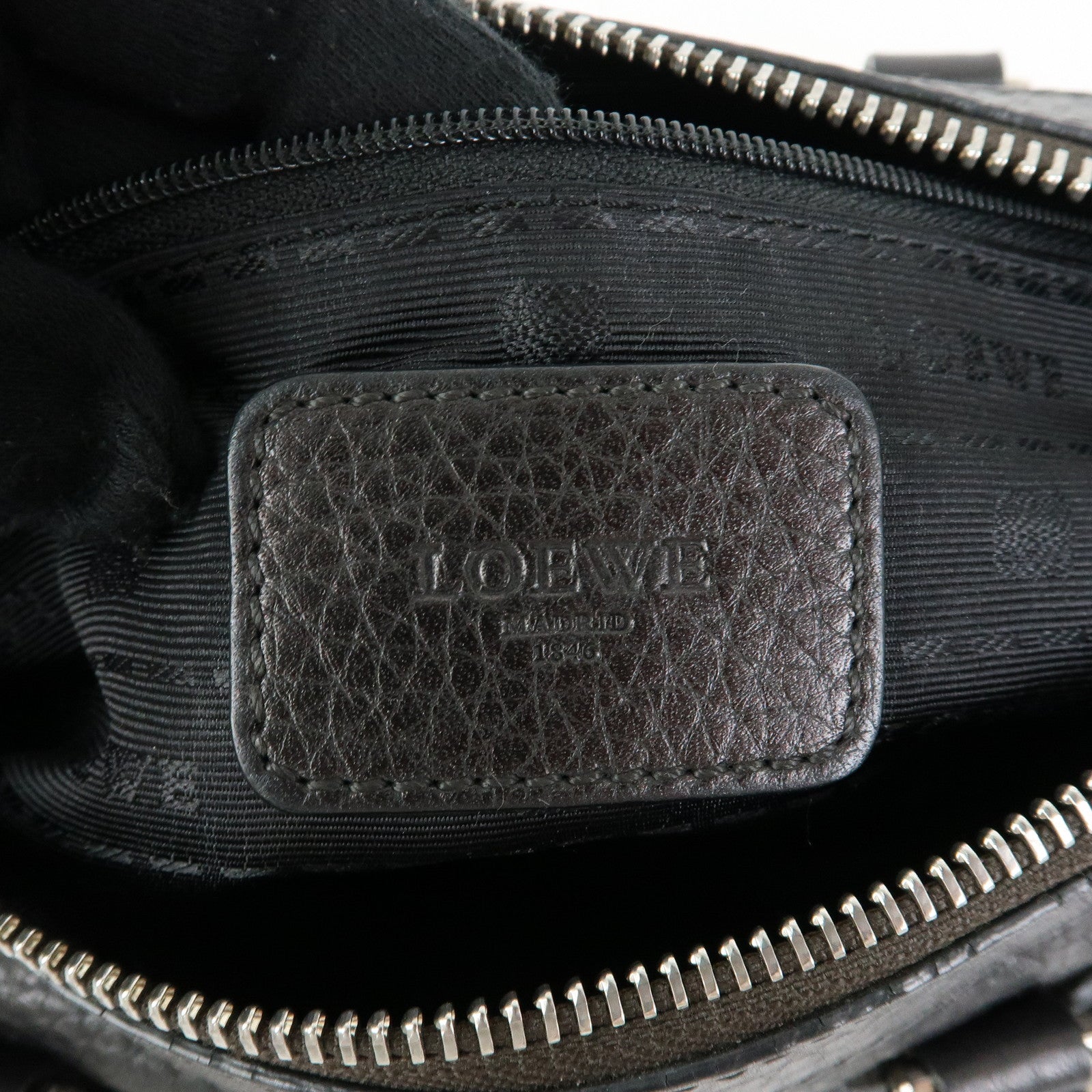 LOEWE Anagram Calf Leather Hand Bag Mini Boston Bag Black