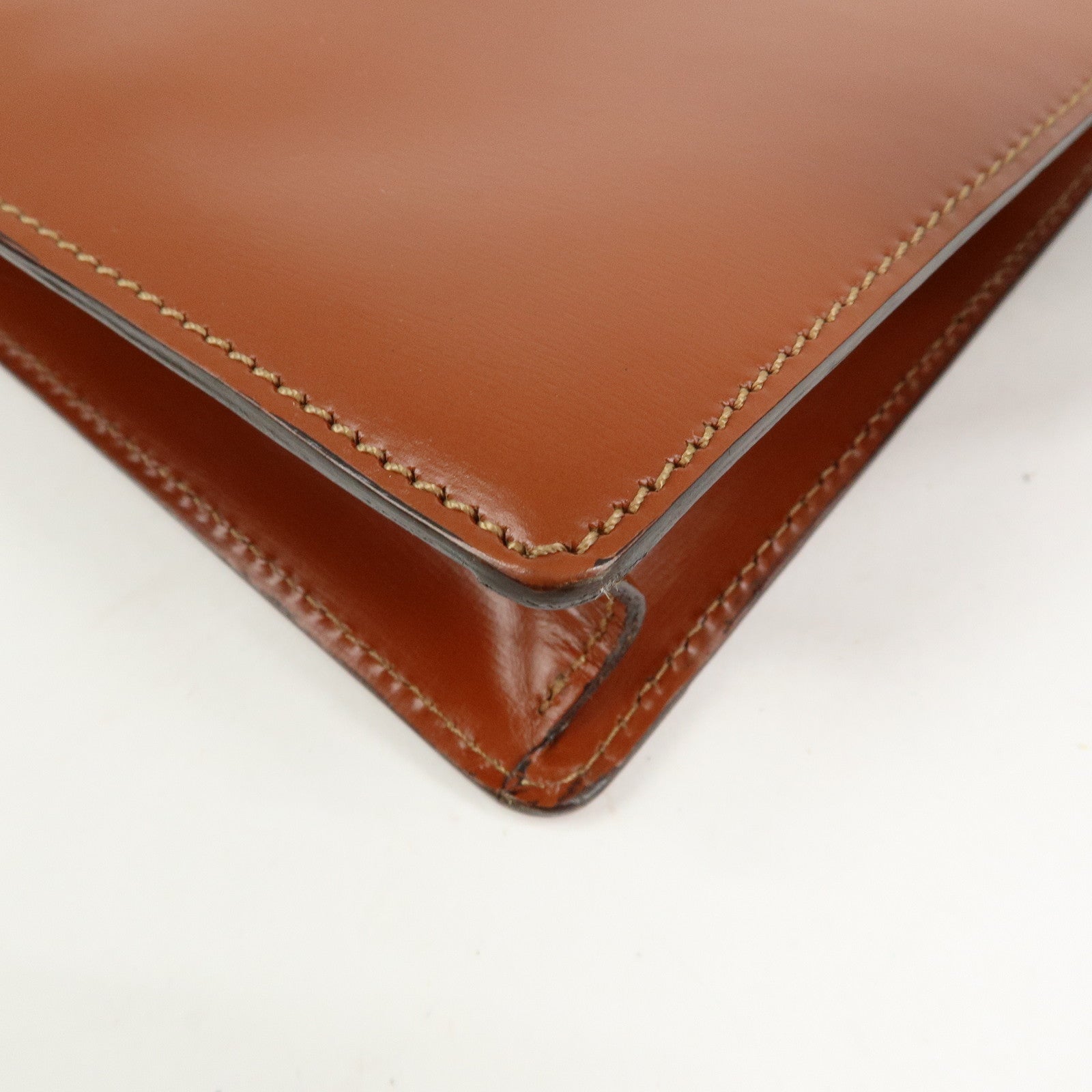 LOEWE Anagram Logo Leather Clutch Bag Wristlet Bag Brown