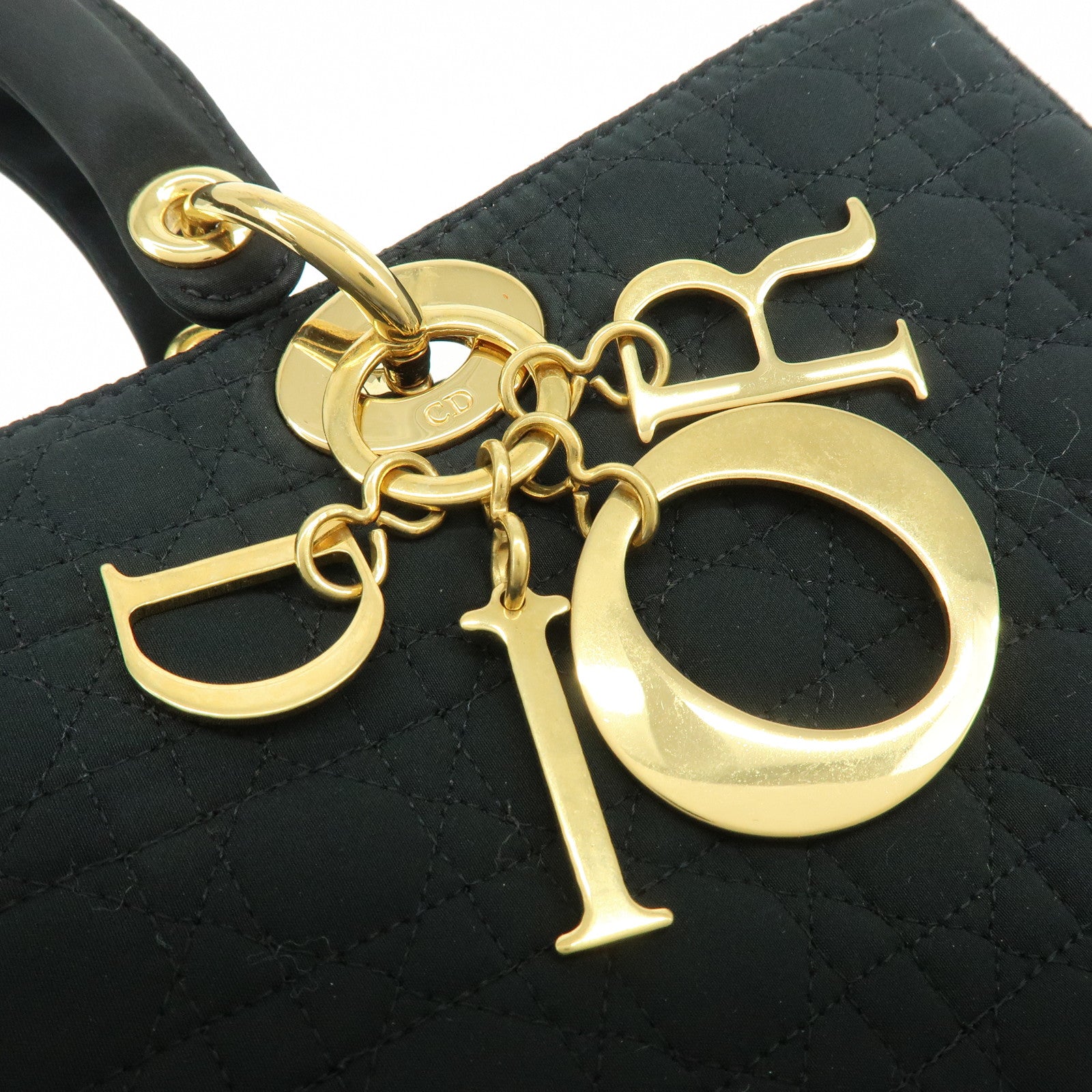 Christian Dior Lady Dior Canage Canvas Tote Bag Hand Bag Black