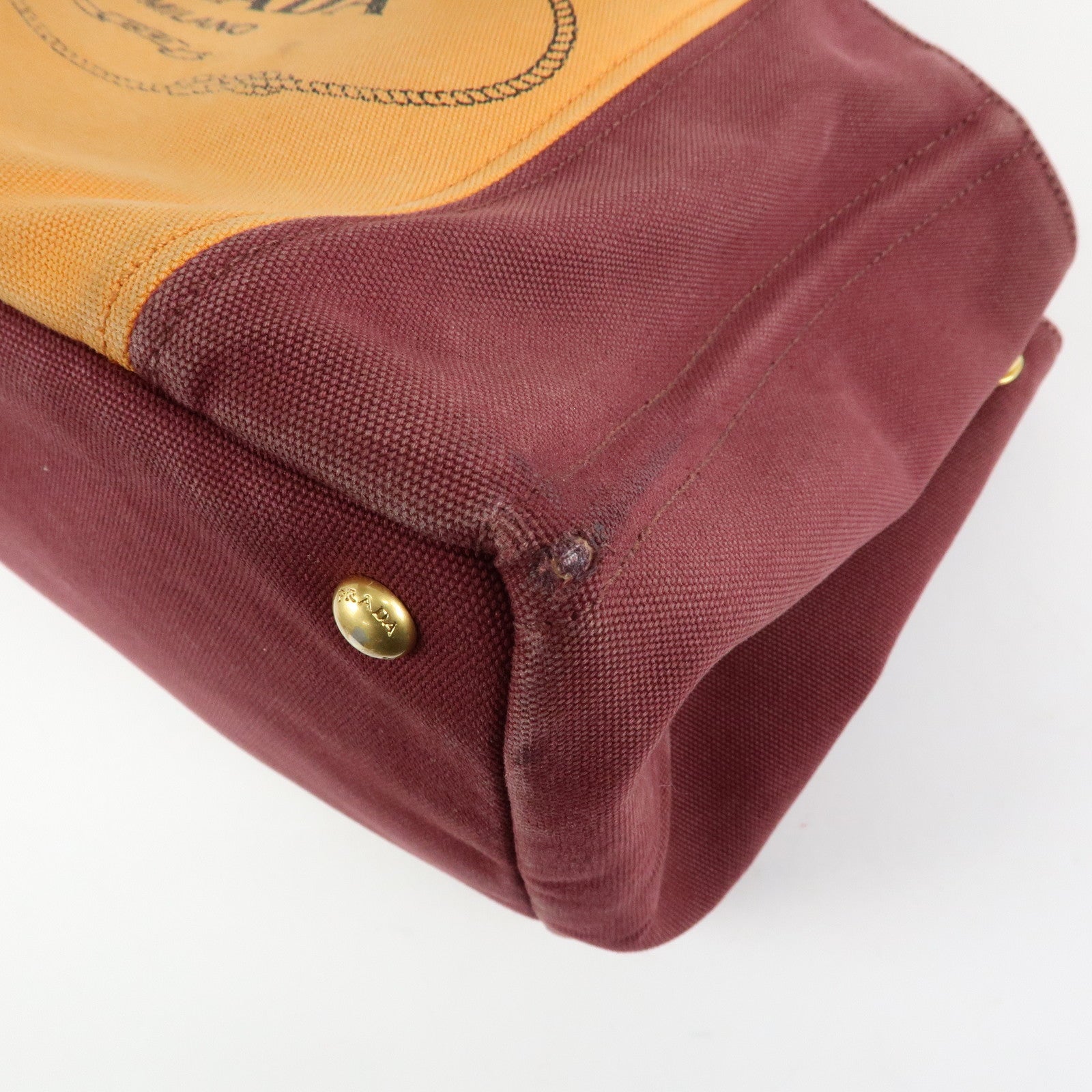 PRADA Logo Canapa Canvas 2Way Bag Tote Bag Orange Purple B1877G