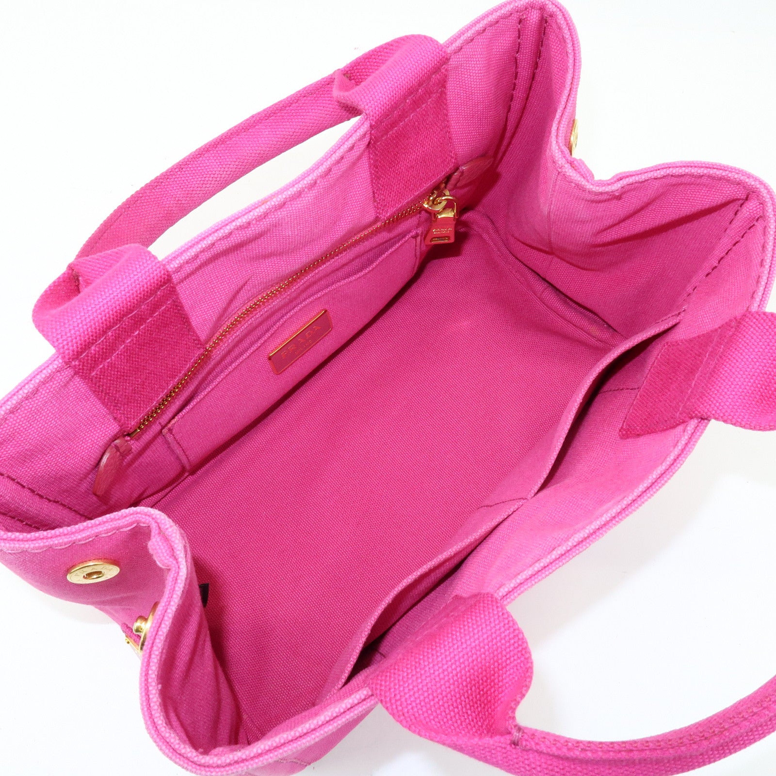 PRADA Triangle Logo Canapa Mini Canvas Tote Hand Bag Pink BN2439