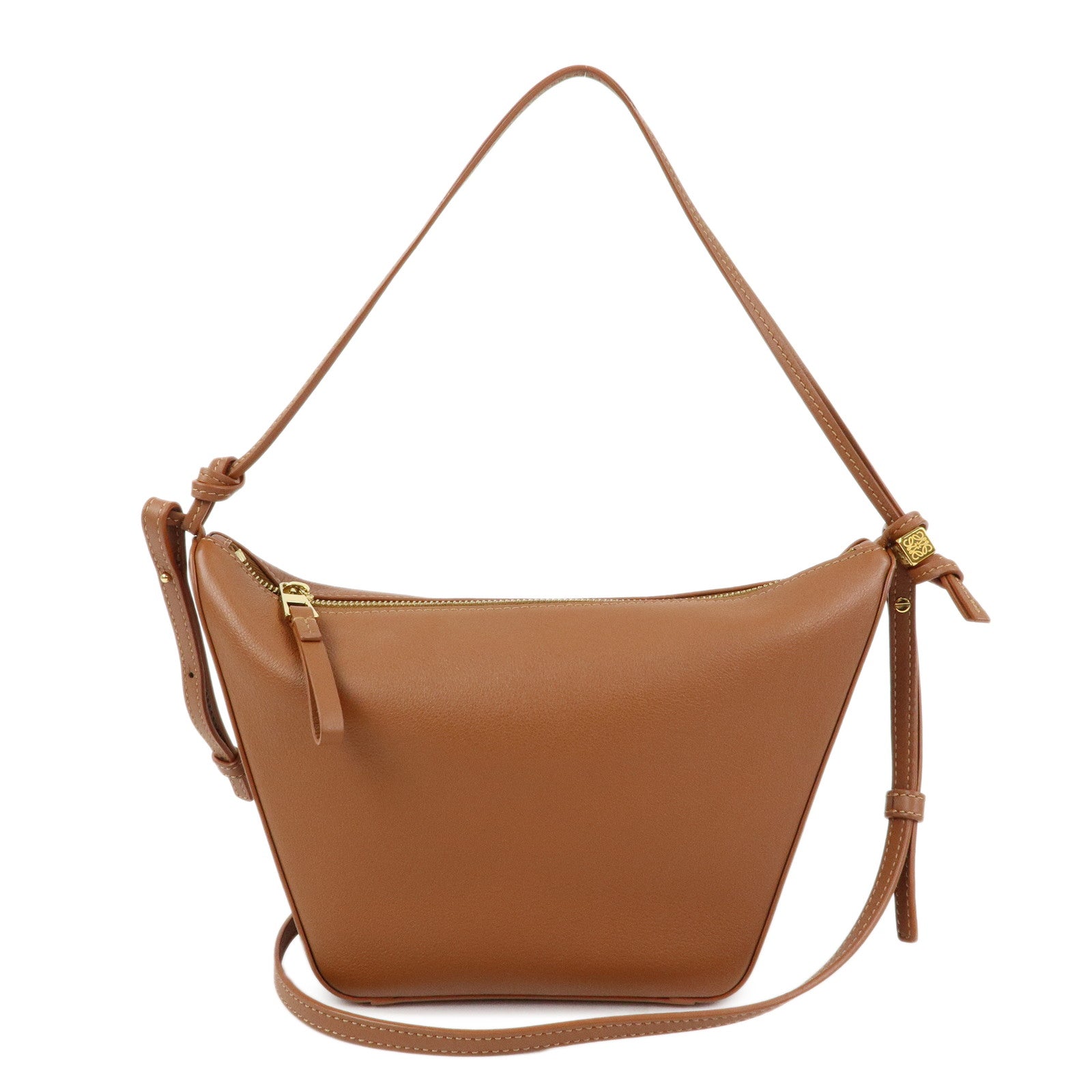 LOEWE Anagram Hammock Calf Leather Shoulder Bag Hobo Bag Brown