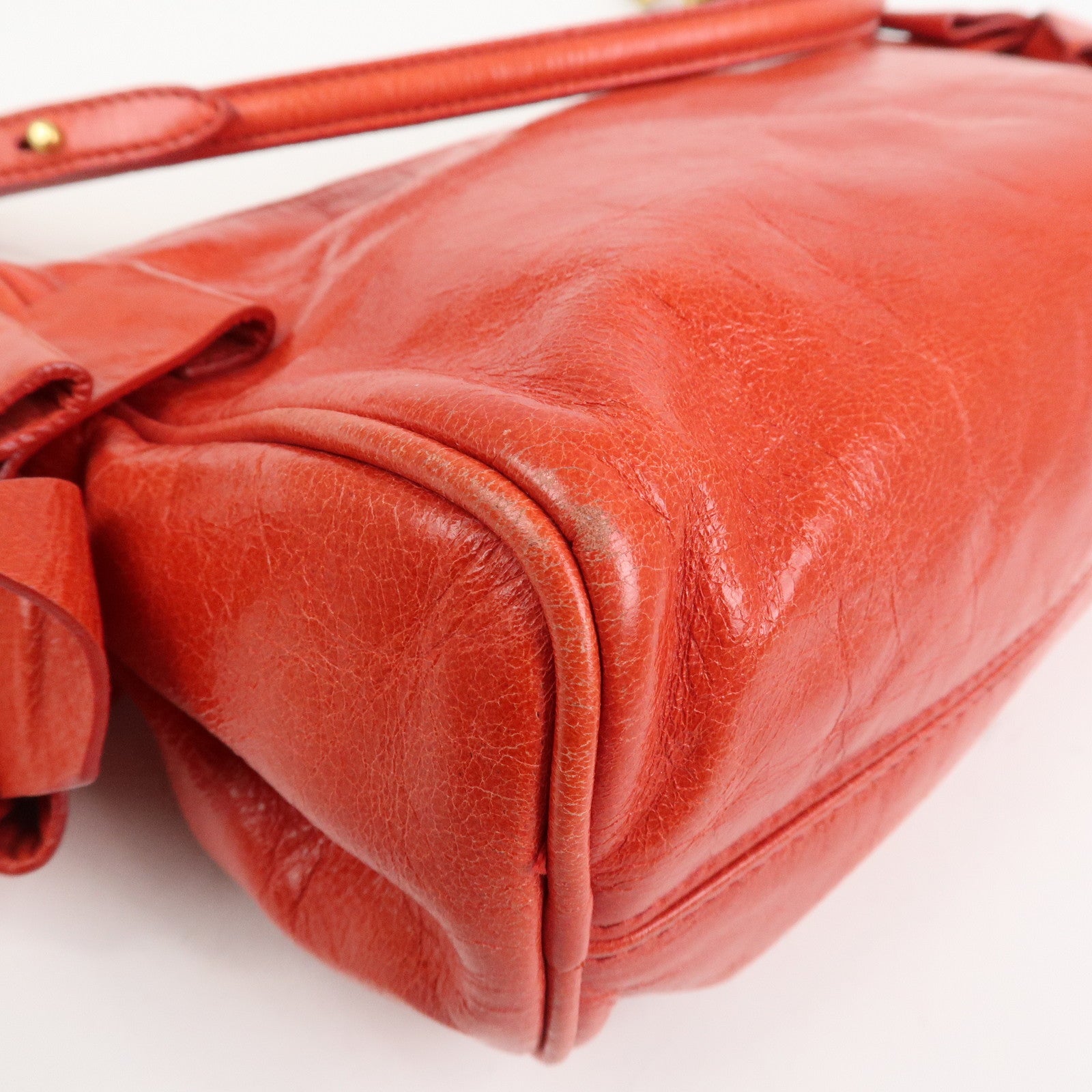 MIU MIU Side Ribbon Leather Mini Shoulder Bag Hand Bag Red 5N1557