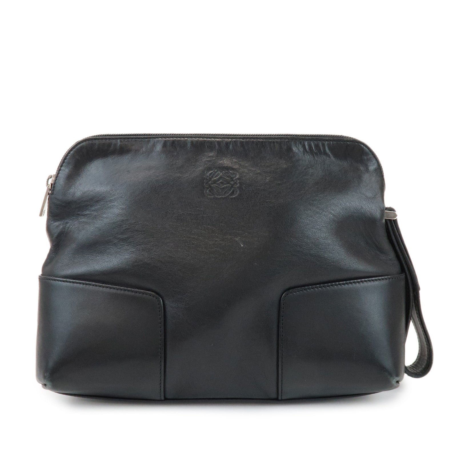 LOEWE Anagram Logo Leather Clutch Bag Black