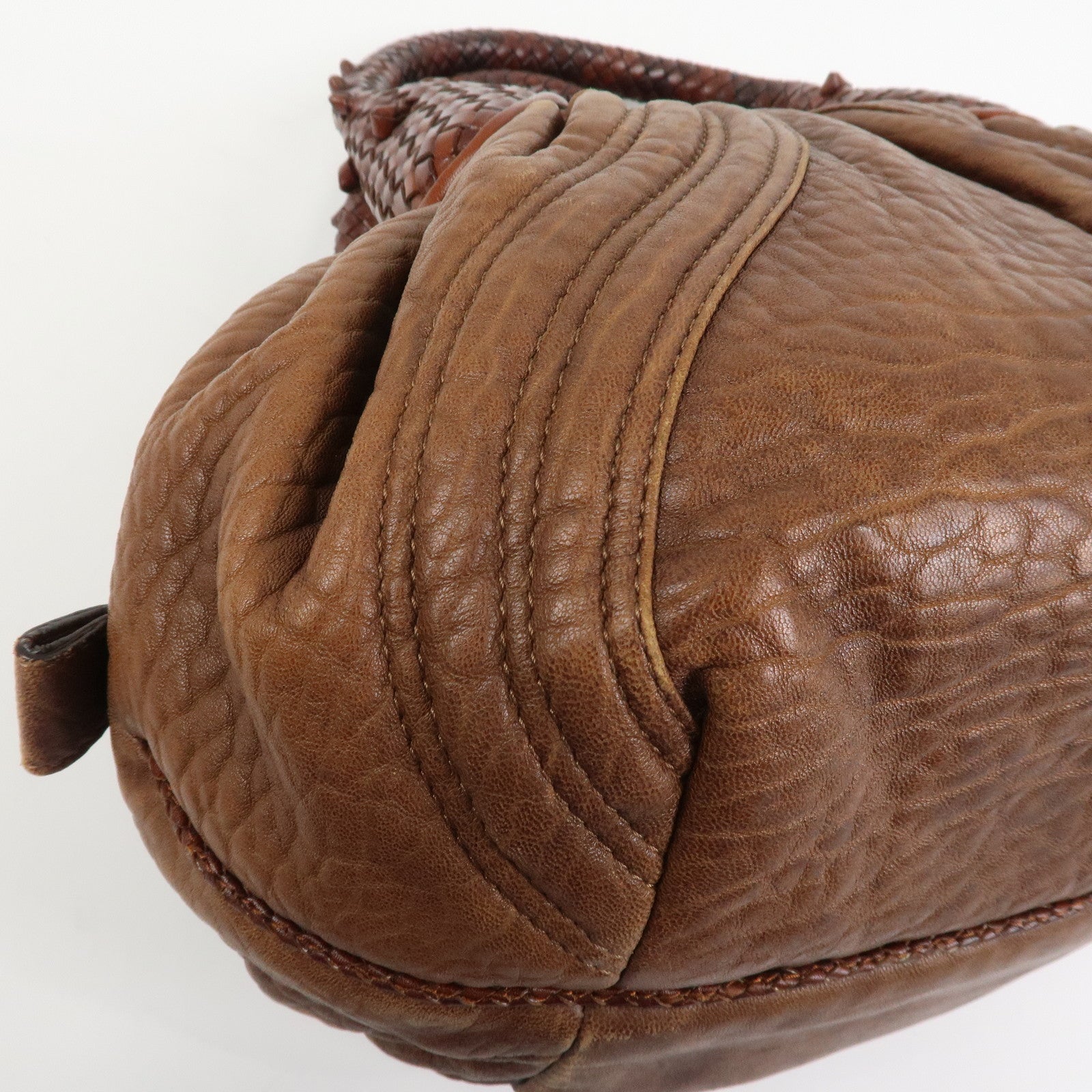 FENDI Logo Leather Mini Spy Bag Hand Bag Brown 8BL078