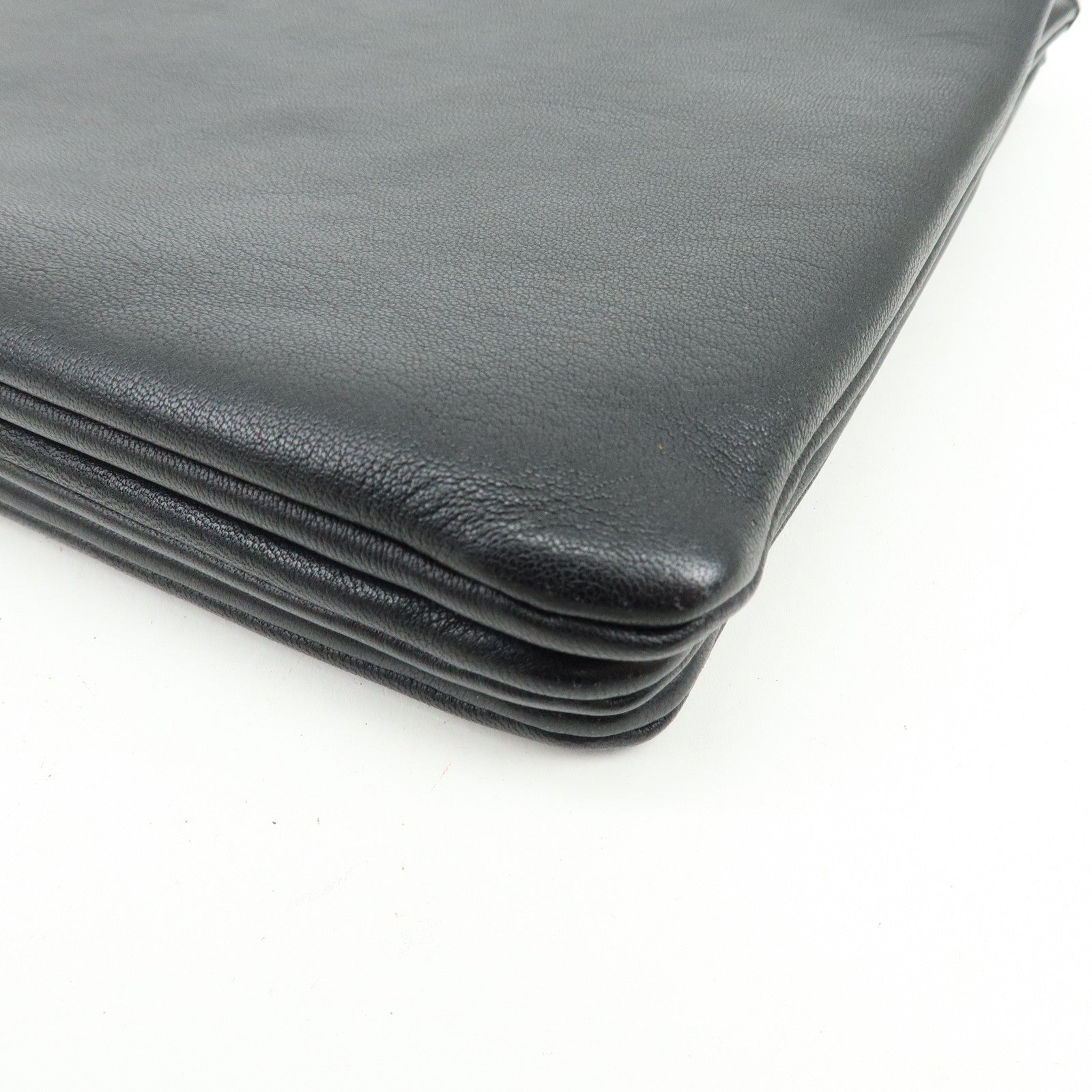 CELINE Trio Leather Shoulder Bag Crossbody Bag Black