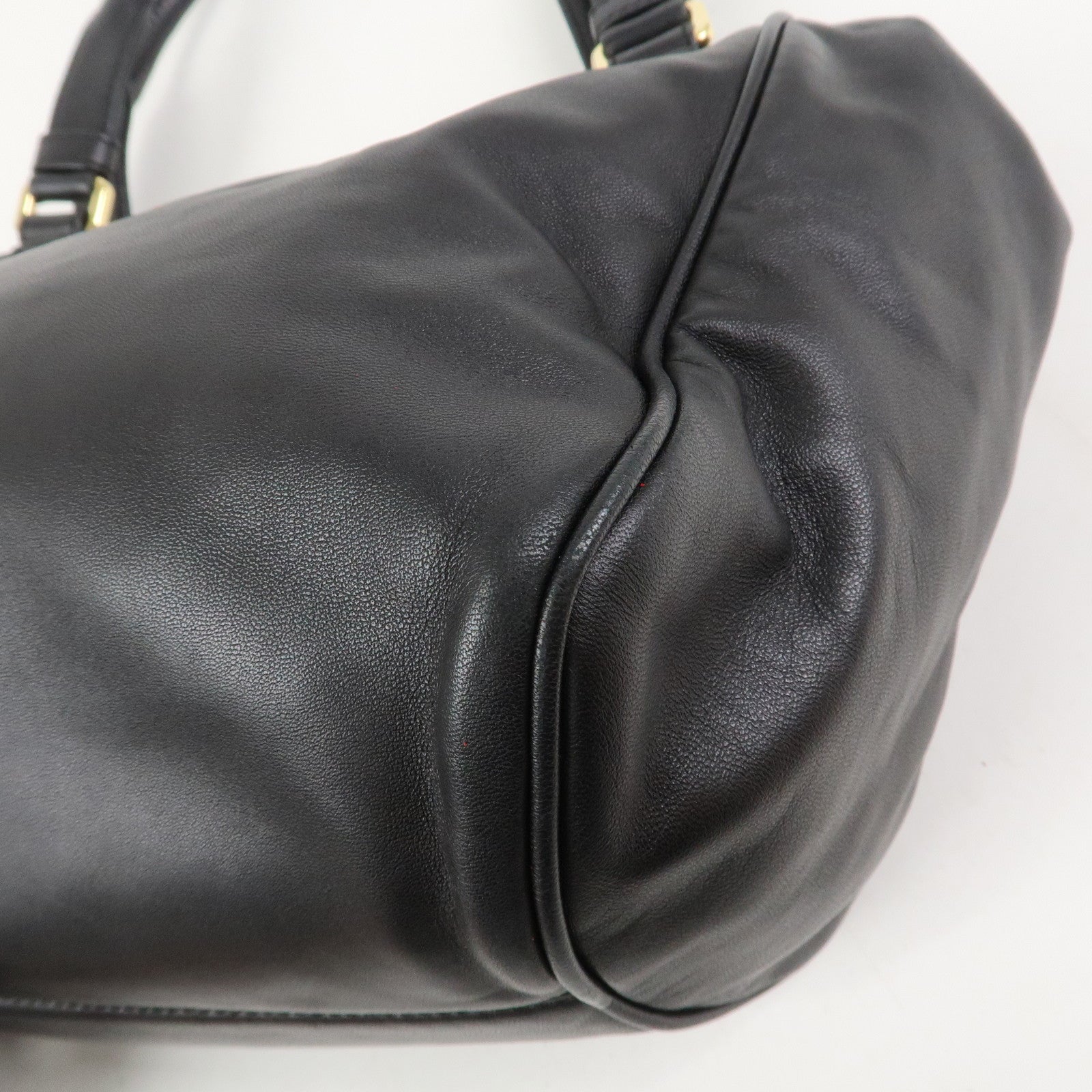 LOEWE Anagram Nappa Leather Hand Bag Drawstring Bag Black