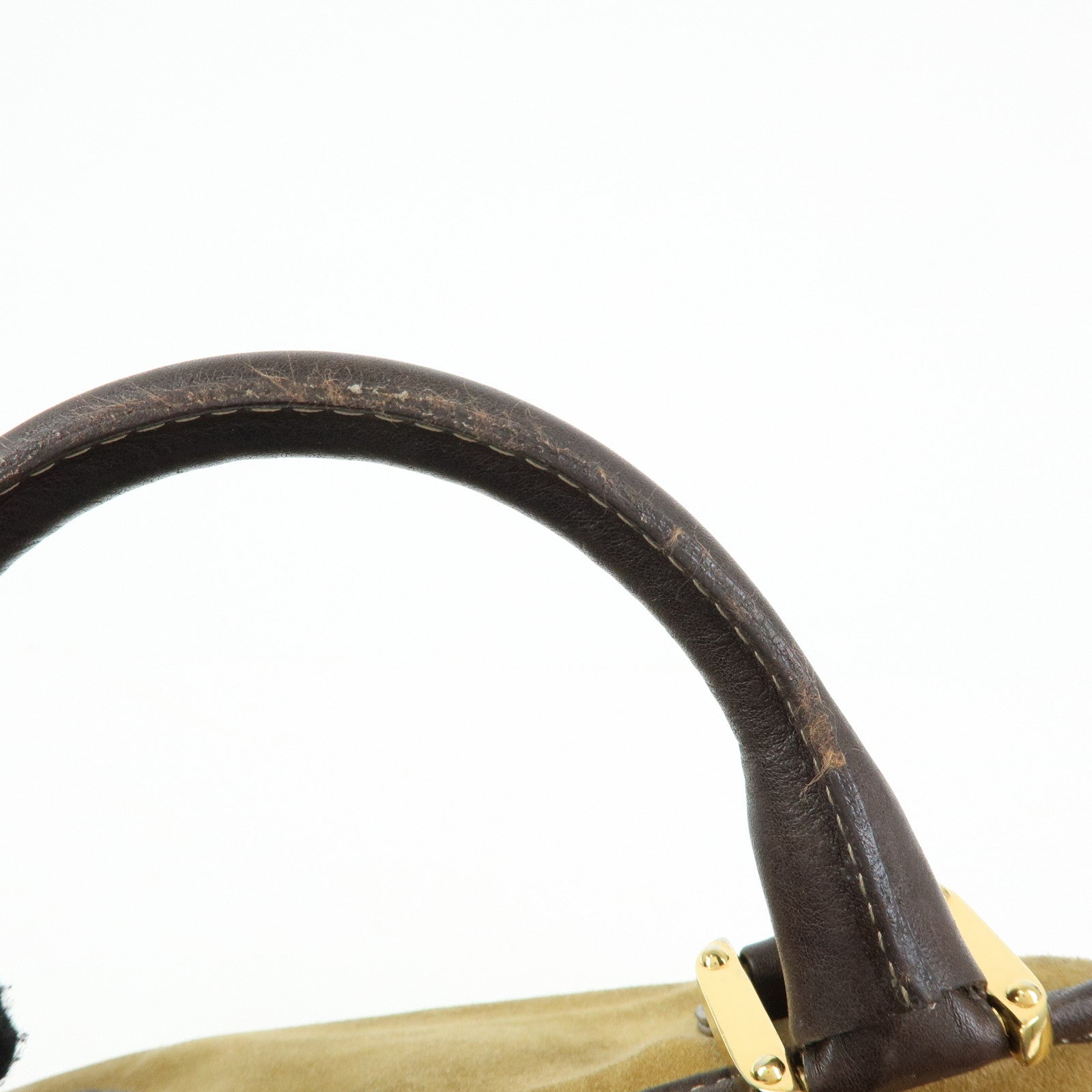 LOEWE Anagram Suede Leather Amazona 32 Hand Bag Boston Bag Brown
